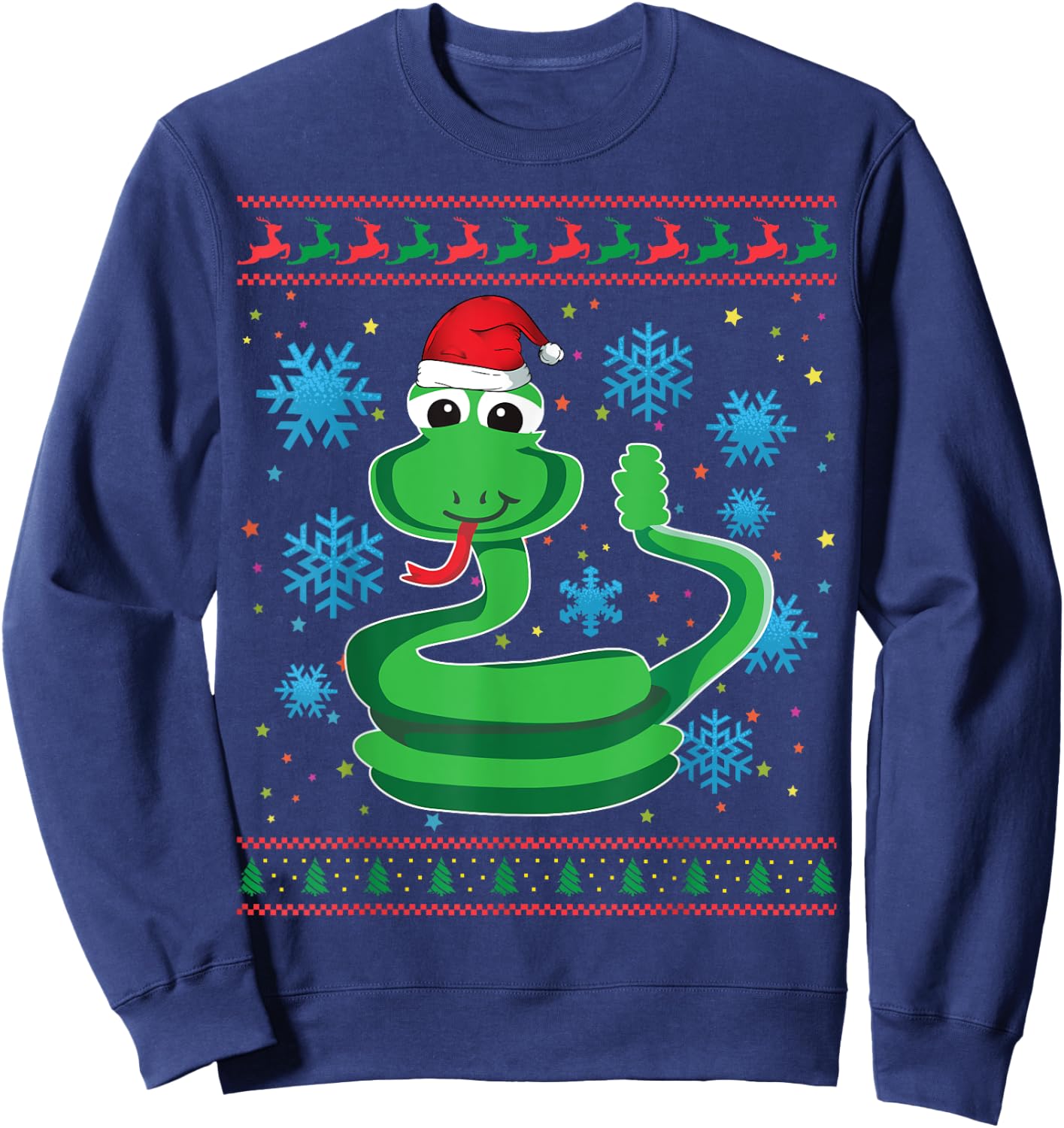 Rattlesnake Ugly Christmas Gift Funny Snake X-Mas Santa Hat Sweatshirt - Sweatshirt | Navy