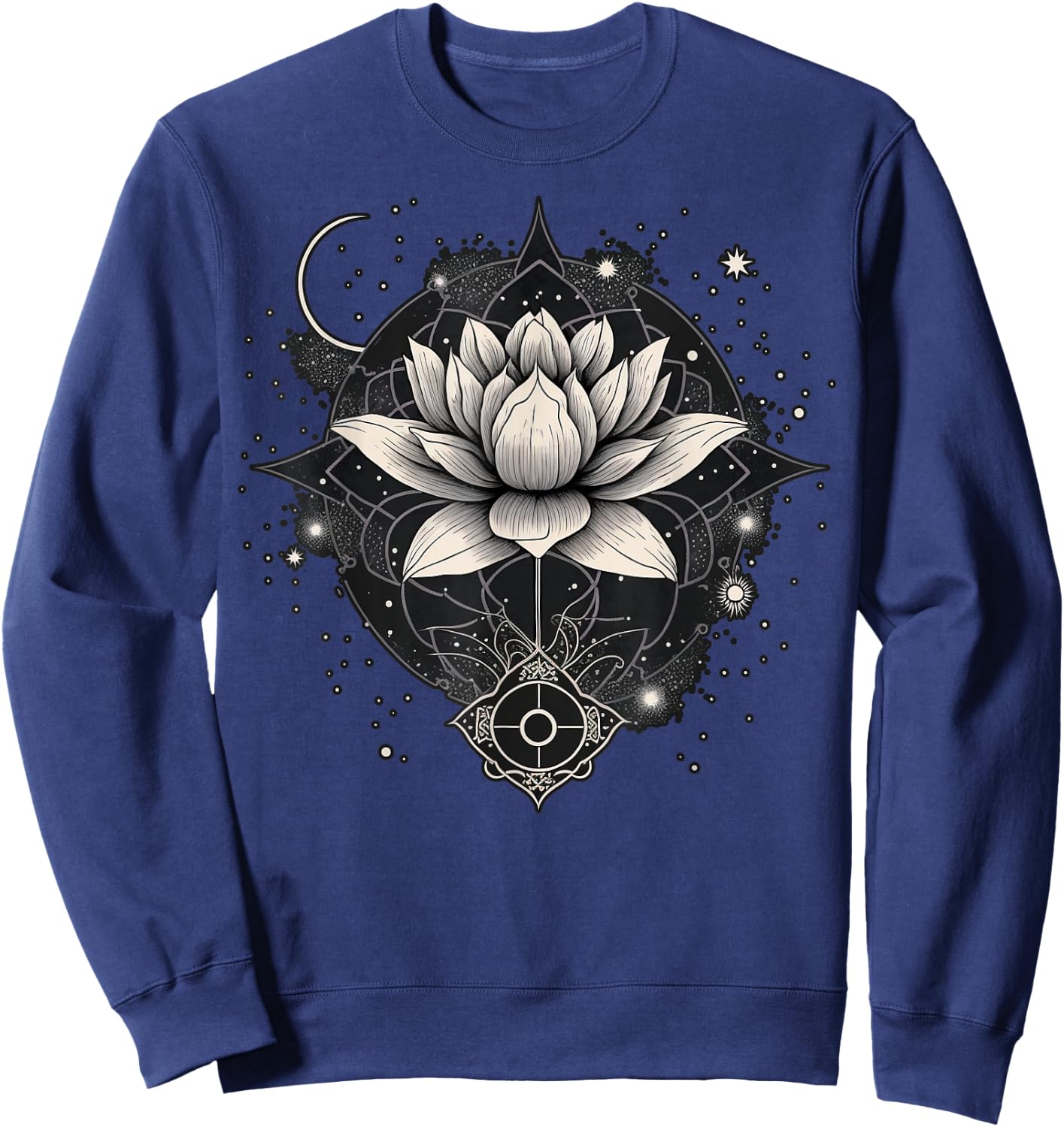 Moon Lotus Flower Yoga Meditation Sweatshirt - Sweatshirt | Navy