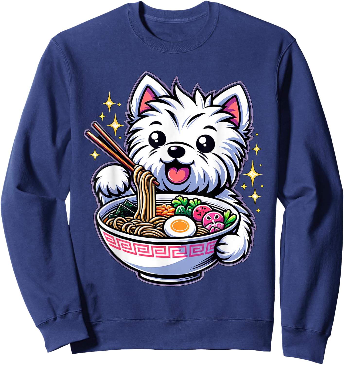 Kawaii Anime West Highland Terrier Dog Ramen Sweatshirt - Sweatshirt | Navy