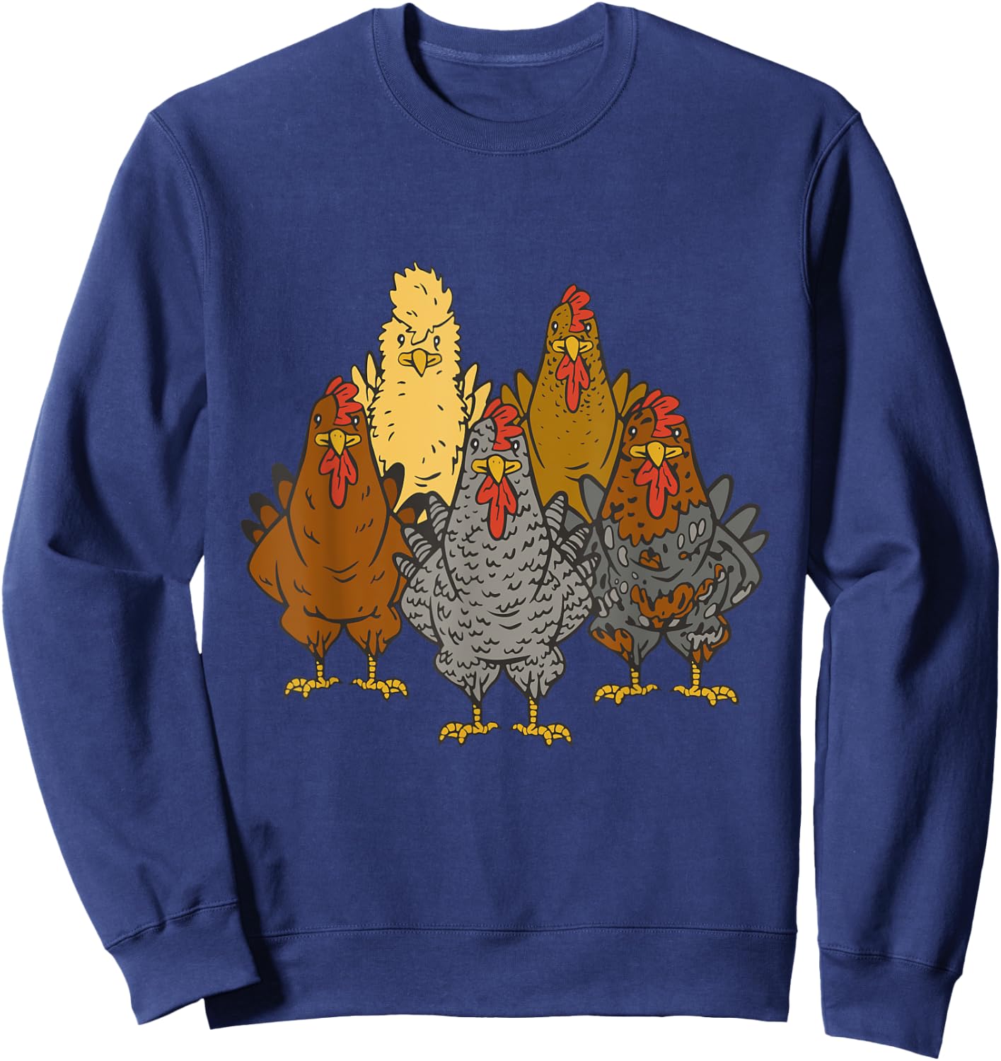 Chicken Animal Print Farm Chicken Sweatshirt - Sweatshirt | Navy