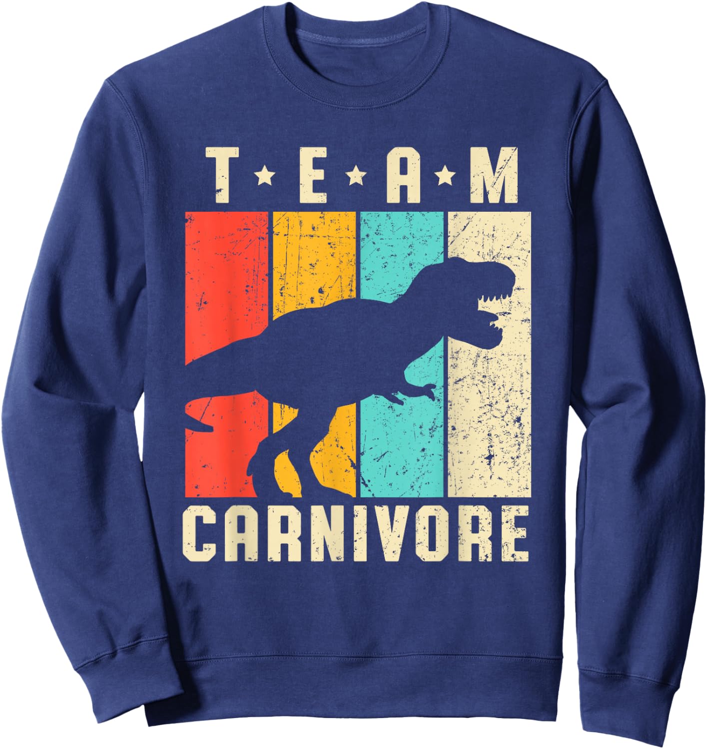 Carnivore Trex Dinosaur Vintage Keto Diet Sweatshirt - Sweatshirt | Navy