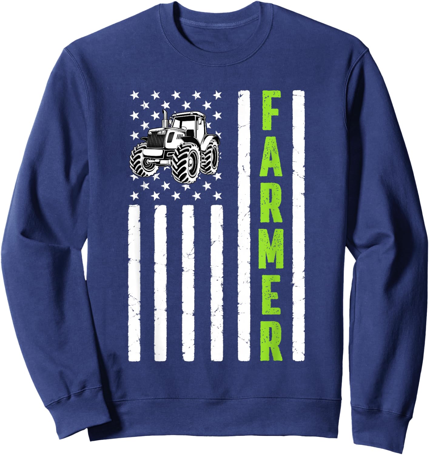 Tractor American USA Flag Farm Rancher Farmer Sweatshirt - Sweatshirt | Navy