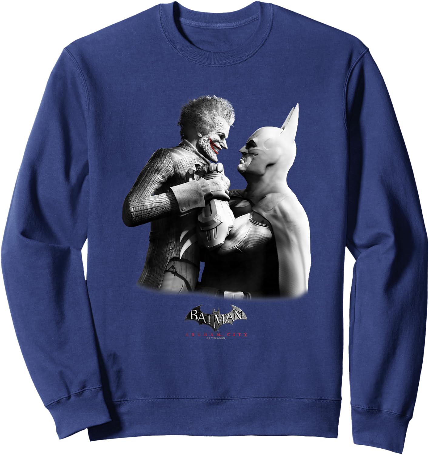 Batman: Arkham City Joker & The Dark Knight Distressed Sweatshirt - Sweatshirt | Navy