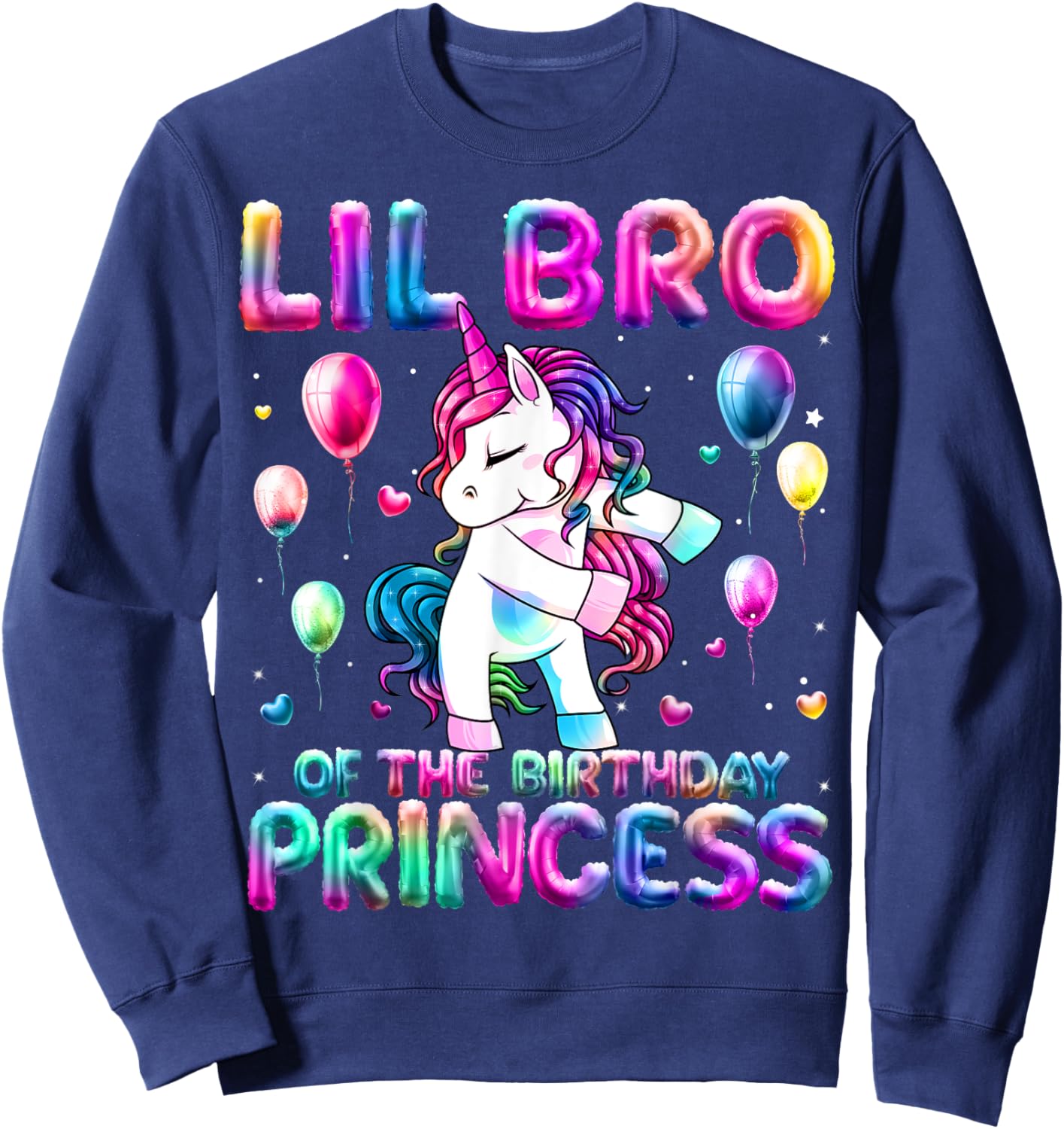 Brother of the Birthday Princess Girl Flossing Unicorn Bro Sweatshirt - Sweatshirt | Navy