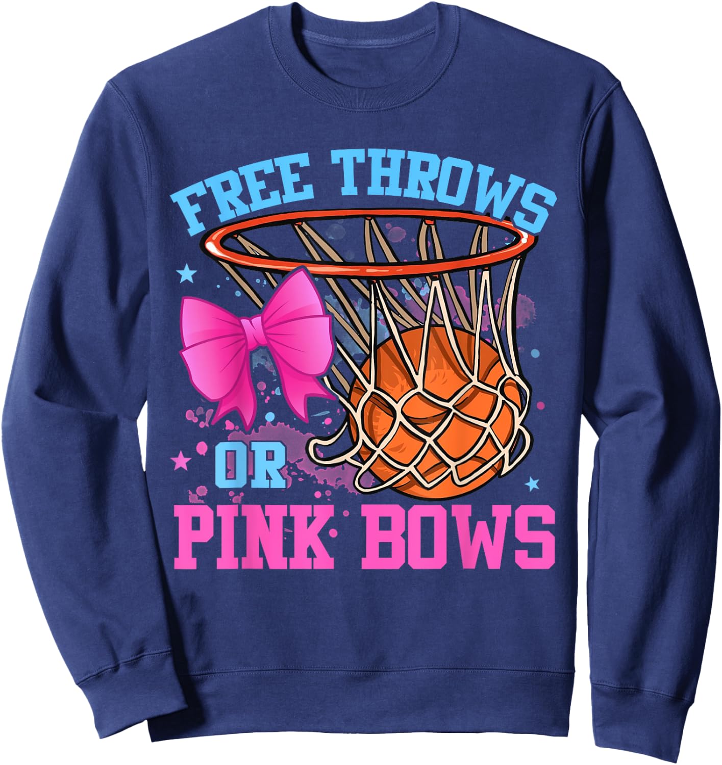 Free Throws or Pink Bows Pregnancy Pink or Blue Sweatshirt - Sweatshirt | Navy