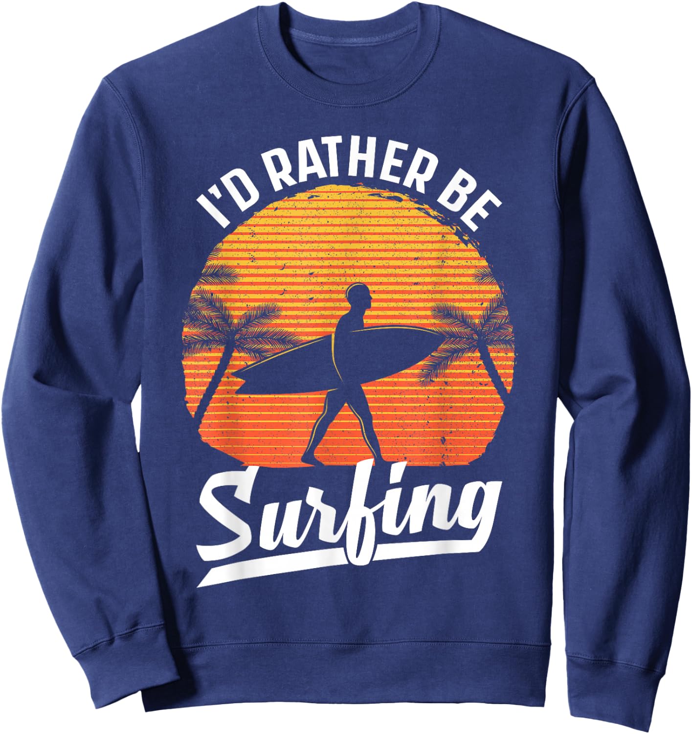 Cool Surf Art Women Surfing Retro Surfer Sunset Sweatshirt - Sweatshirt | Navy