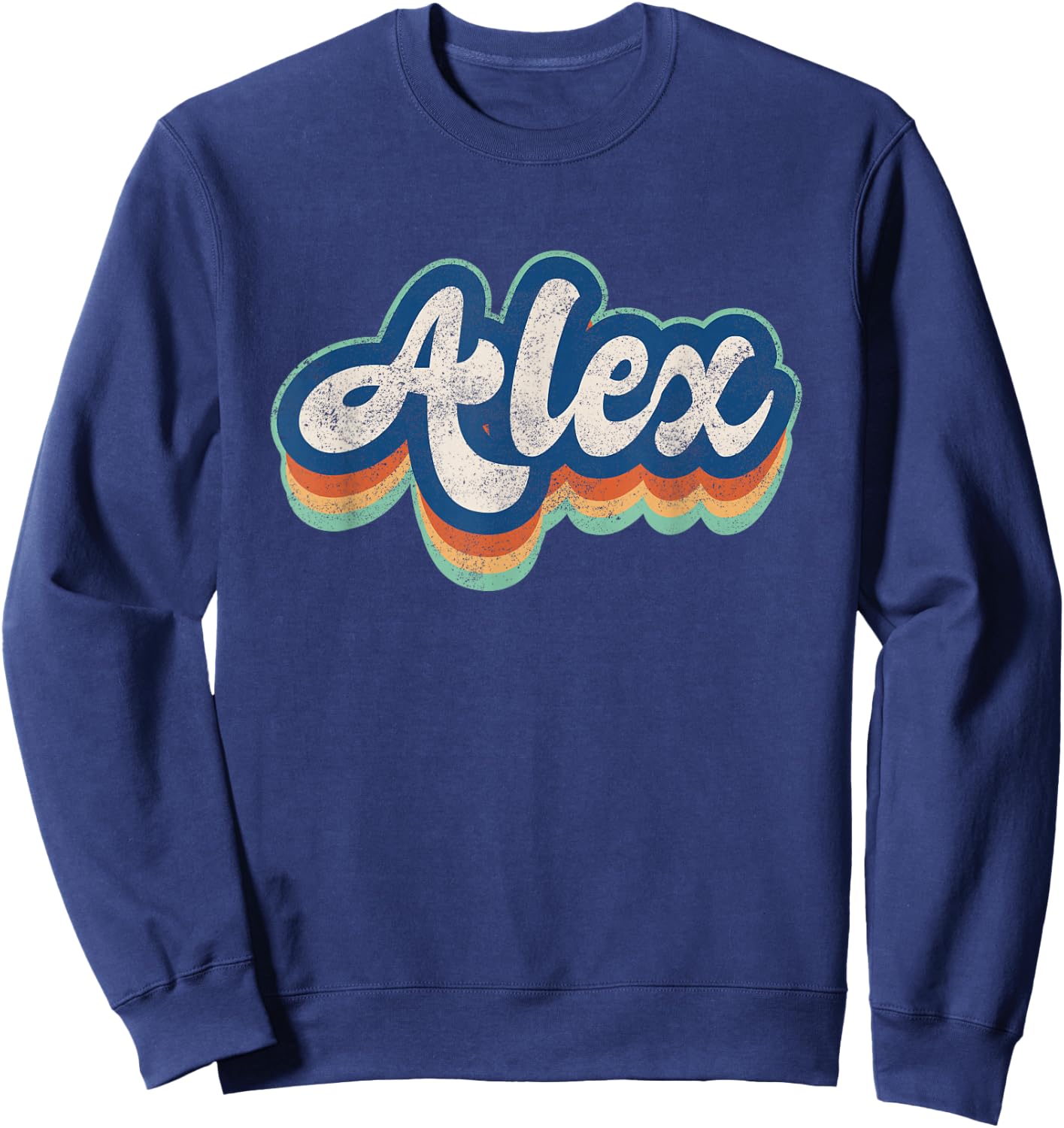 Alex First Name Boy Vintage Style 70s 80s Personalized Sweatshirt - Sweatshirt | Navy