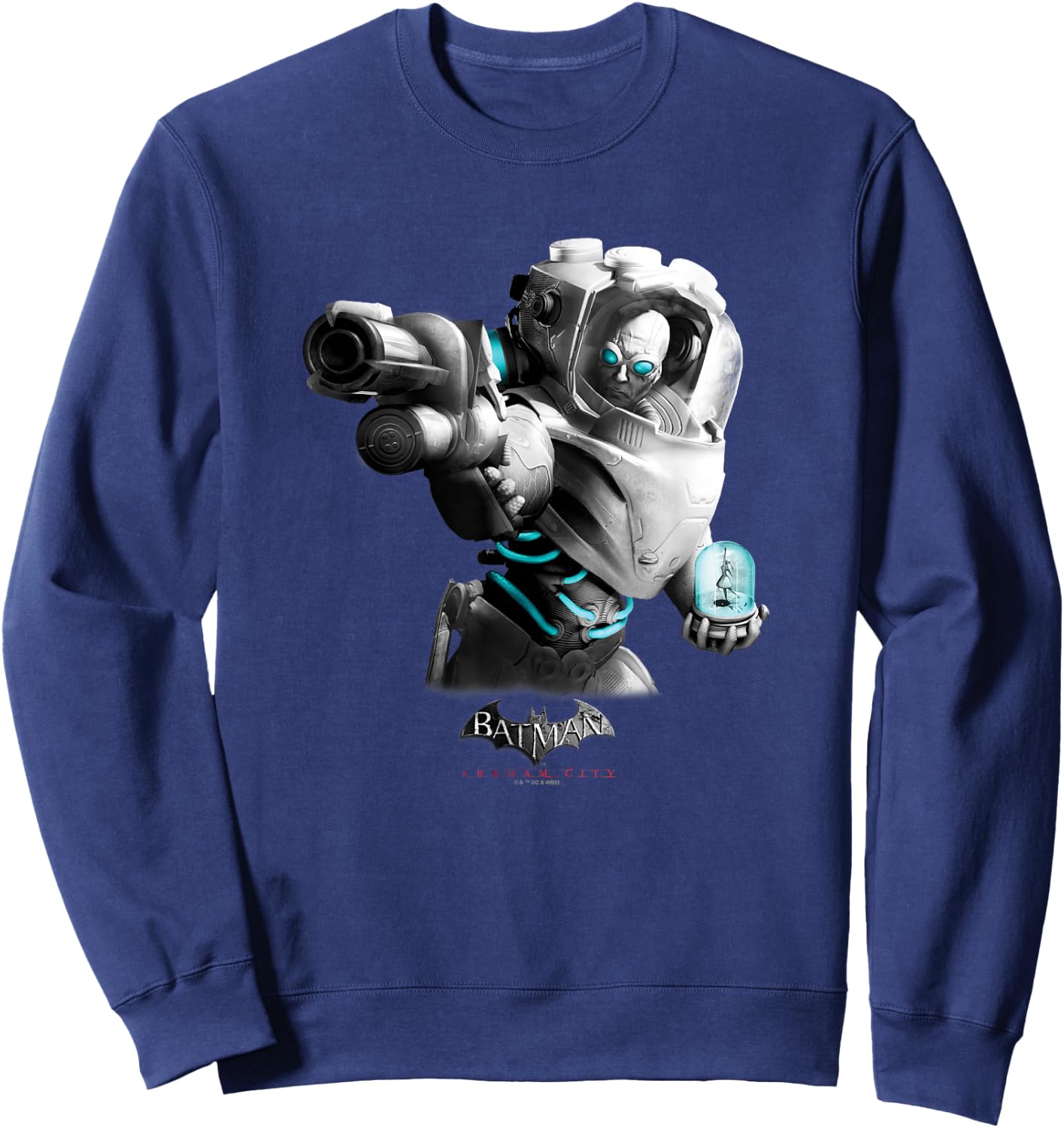 Batman: Arkham City Mister Freeze Villain Distressed Poster Sweatshirt - Sweatshirt | Navy