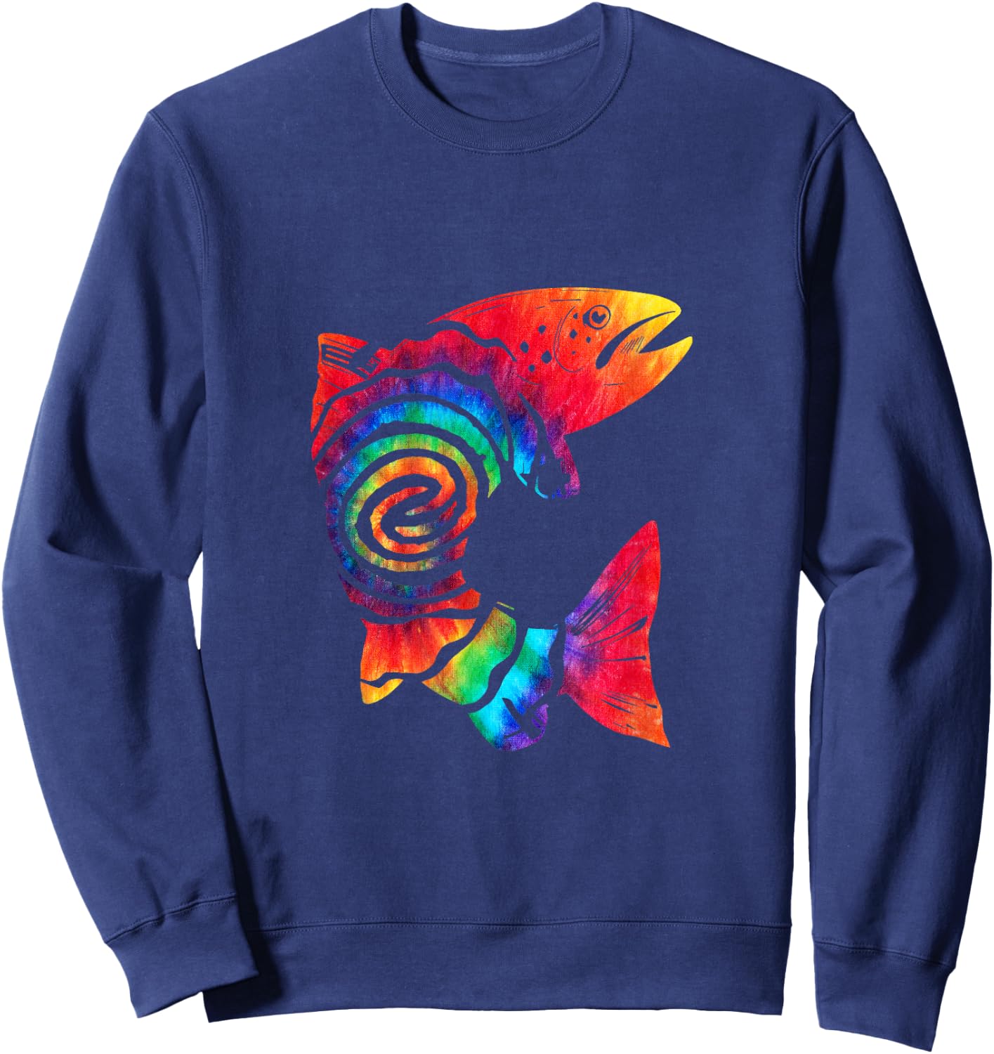 Trout Fish Tie Dye Vintage Trout Fishing Lover Sweatshirt - Sweatshirt | Navy