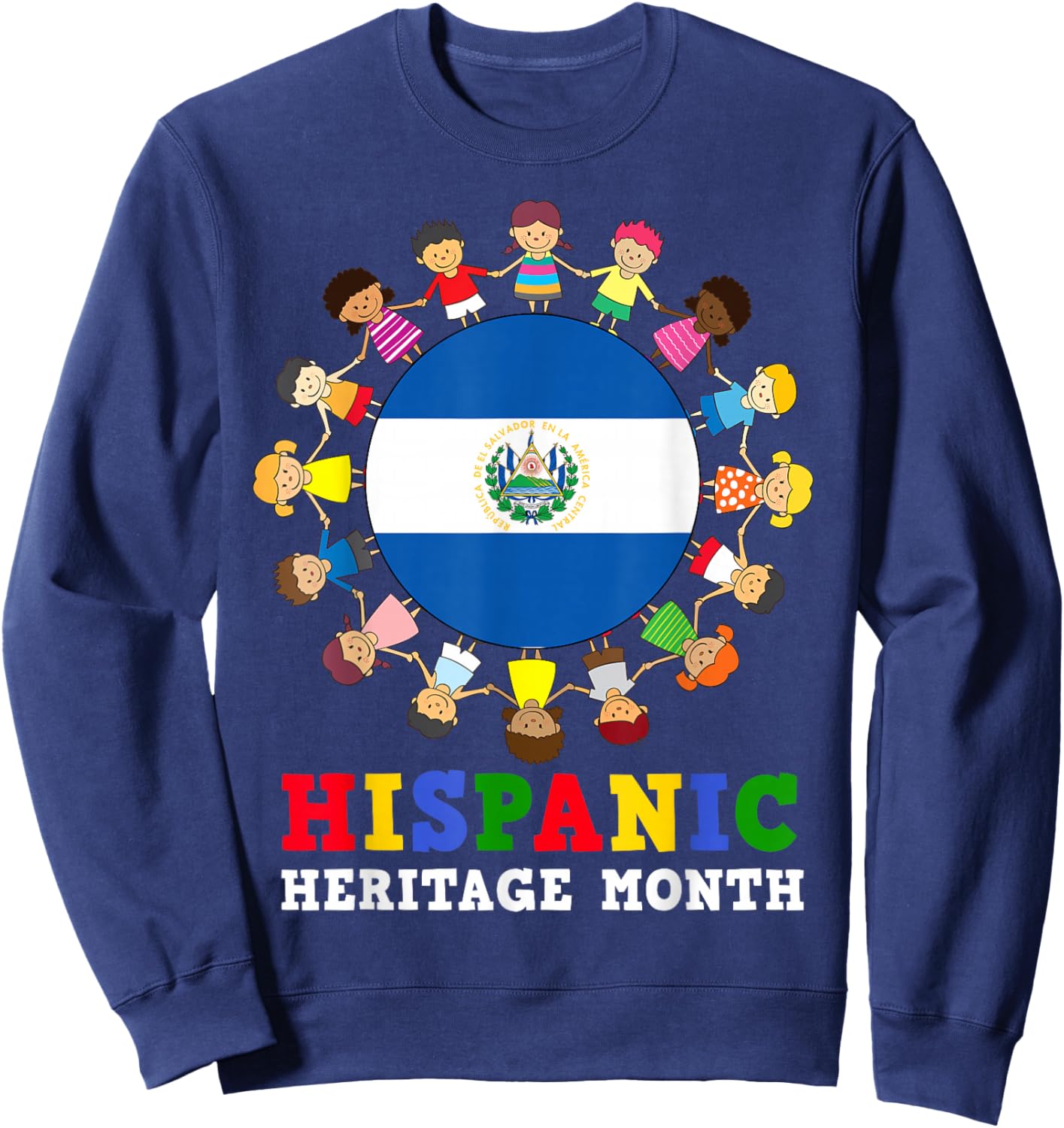 Salvadoran Flag Hispanic Heritage El Salvador Boy Girl Kids Sweatshirt - Sweatshirt | Navy