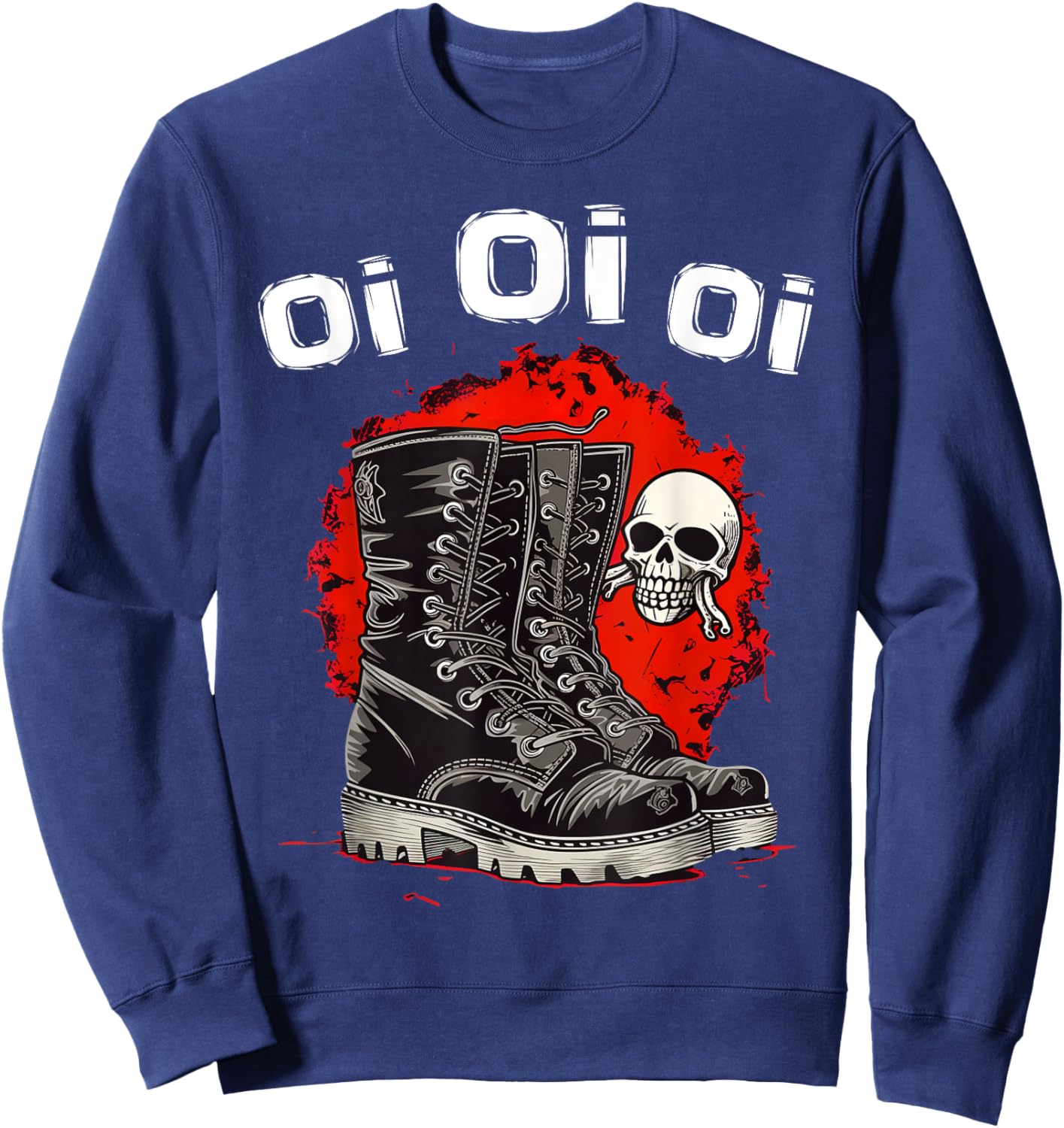 Oi Punk Music With Skinhead Combat Boots Punk Rock Oi Sweatshirt - Sweatshirt | Navy