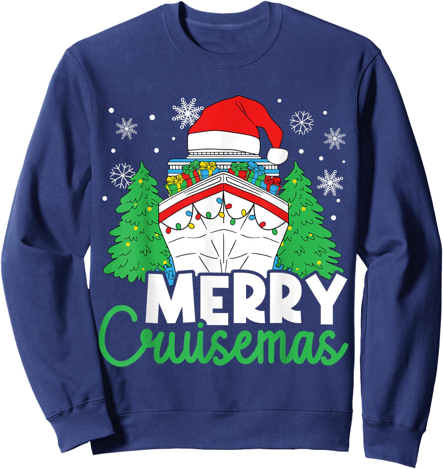 Merry Cruisemas Funny Christmas Family Cruise Ship Vacation Sweatshirt - Sweatshirt | Navy