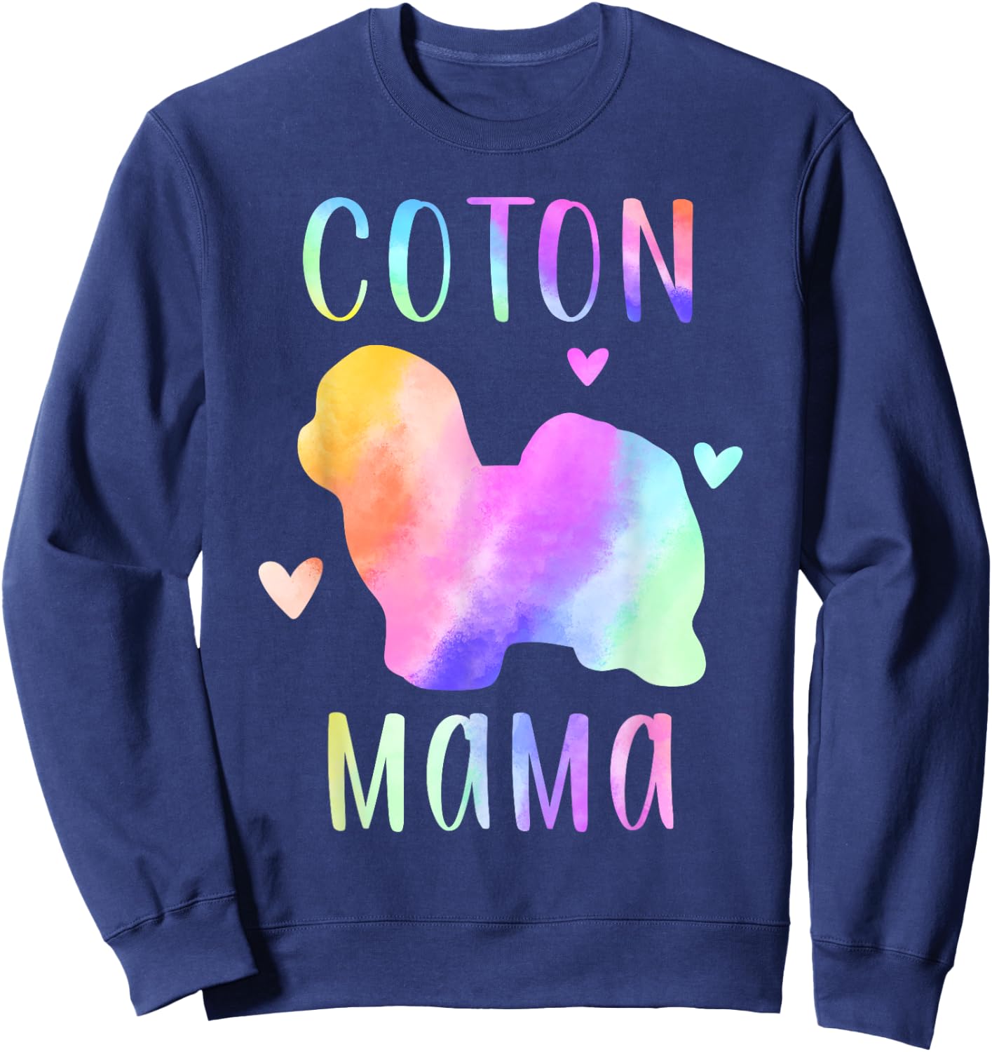 Coton Mama Coton de Tulear Mom Rainbow Watercolor Sweatshirt - Sweatshirt | Navy
