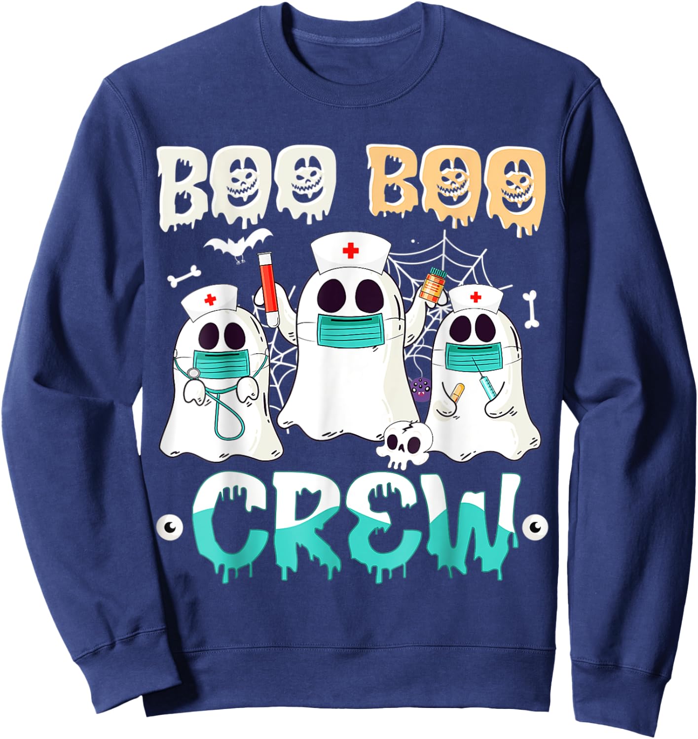 Boo boo Crew Nurse Halloween Ghost Costume Matching Sweatshirt - Sweatshirt | Navy
