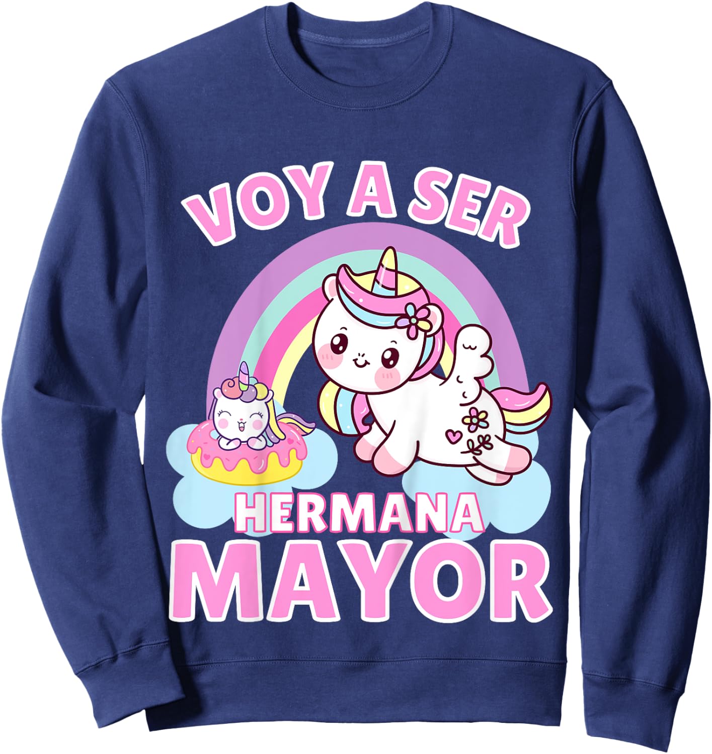 Hermana Mayor Unicornios, Voy A Ser Hermana Mayor Sweatshirt - Sweatshirt | Navy