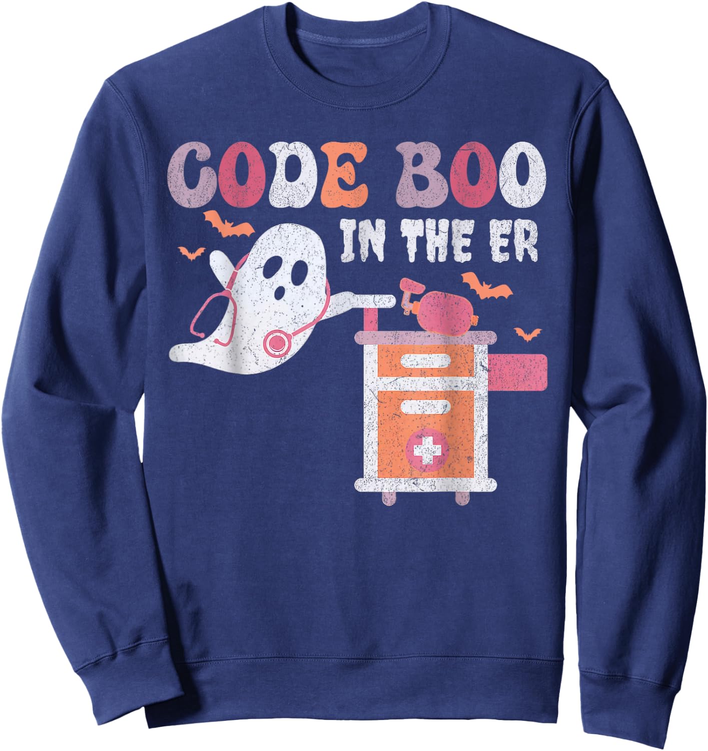 Ghost Code Boo In The ER Respiratory Therapist Halloween Sweatshirt - Sweatshirt | Navy