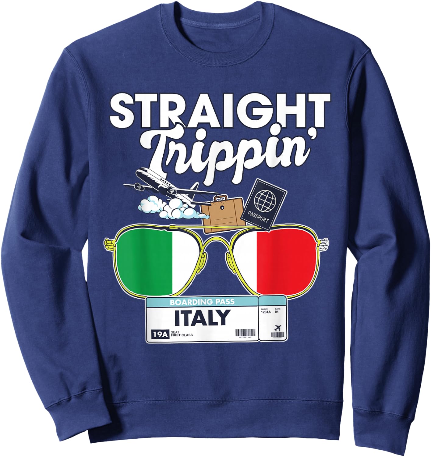 Straight Trippin' Italy Vacation Tour Travel Trip Matching Sweatshirt - Sweatshirt | Navy