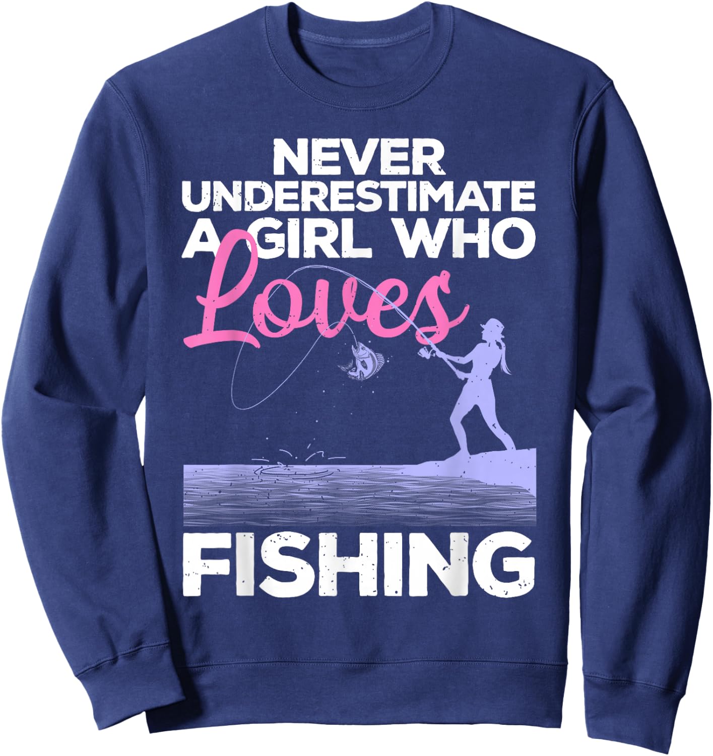 Cool Fishing Girls Fisherman Fish Lure Saltwater Small Sweatshirt - Sweatshirt | Navy
