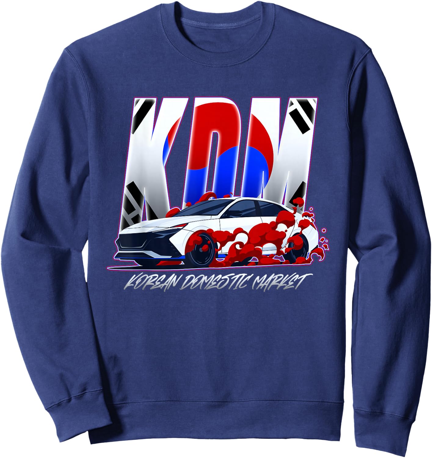 Korean Domestic Market KDM Car Turbo Tuner Enthusiasts Sweatshirt - Sweatshirt | Navy