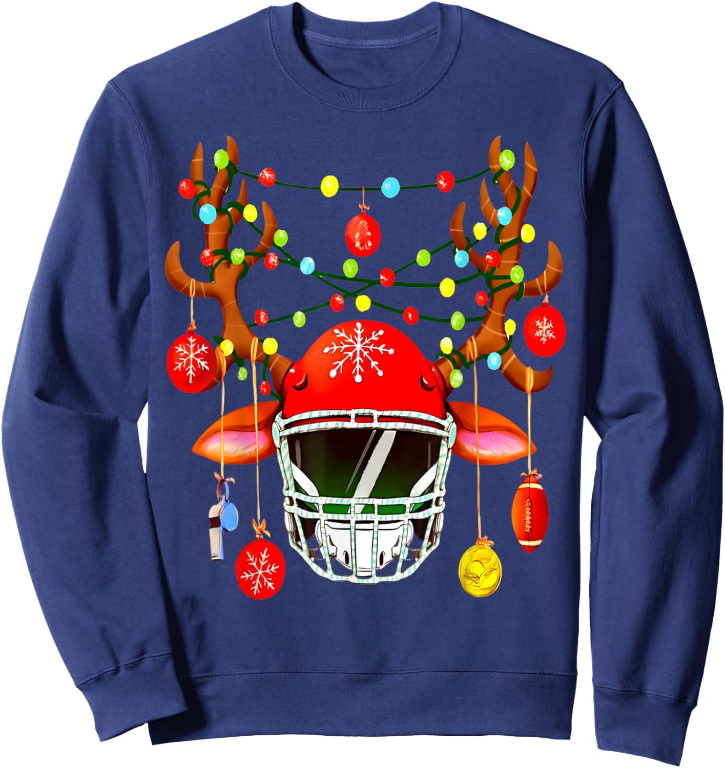 Christmas Football Santa Hat Sports Xmas Team Lovers Holiday Sweatshirt - Sweatshirt | Navy