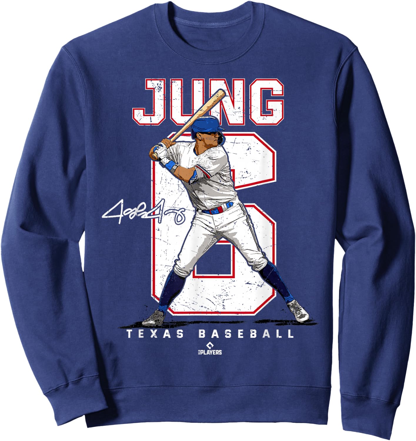 Number and Portrait Josh Jung Texas Sweatshirt - Sweatshirt | Navy