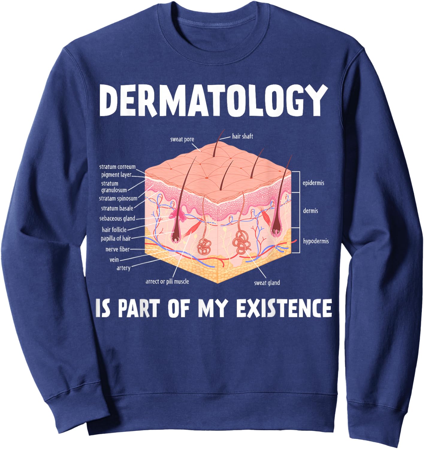 Dermatology Is Part Of My Existence Skin Anatomy Sweatshirt - Sweatshirt | Navy