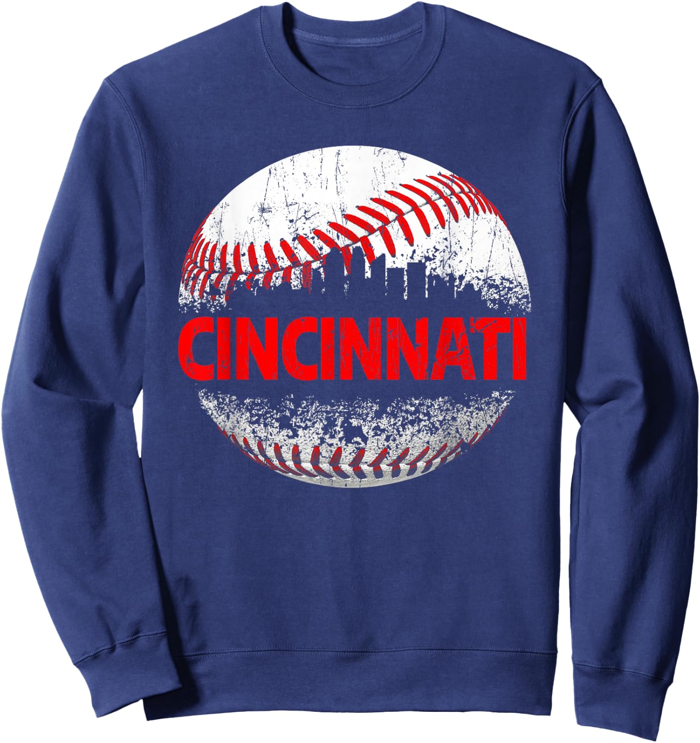 Cincinnati Souvenir Baseball City Downtown I Love Cincinnati Sweatshirt - Sweatshirt | Navy