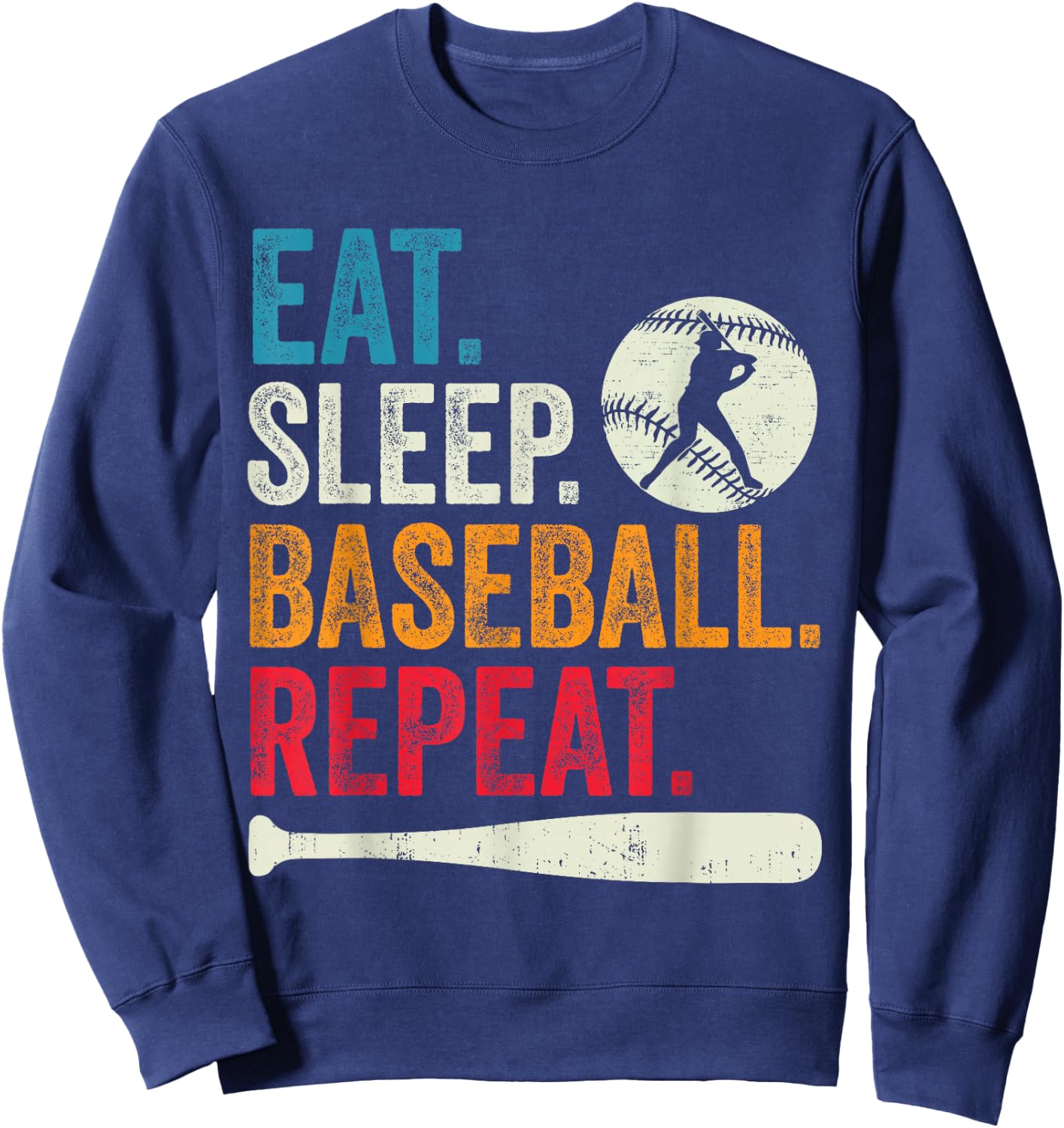 Eat Sleep Baseball Repeat Kids Baseball Player Boys Vintage Sweatshirt - Sweatshirt | Navy