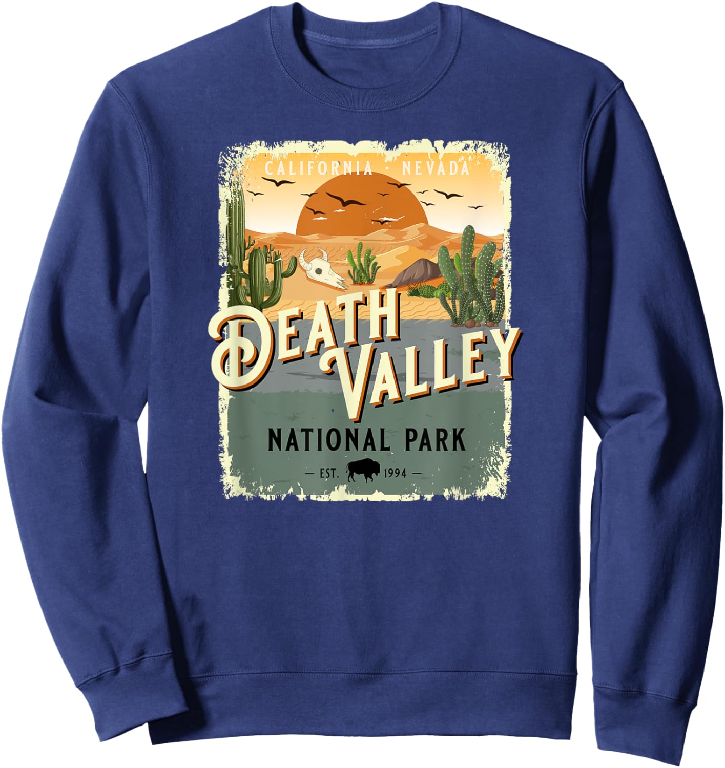 Death Valley National Park Vintage Travel Poster Style Sweatshirt - Sweatshirt | Navy