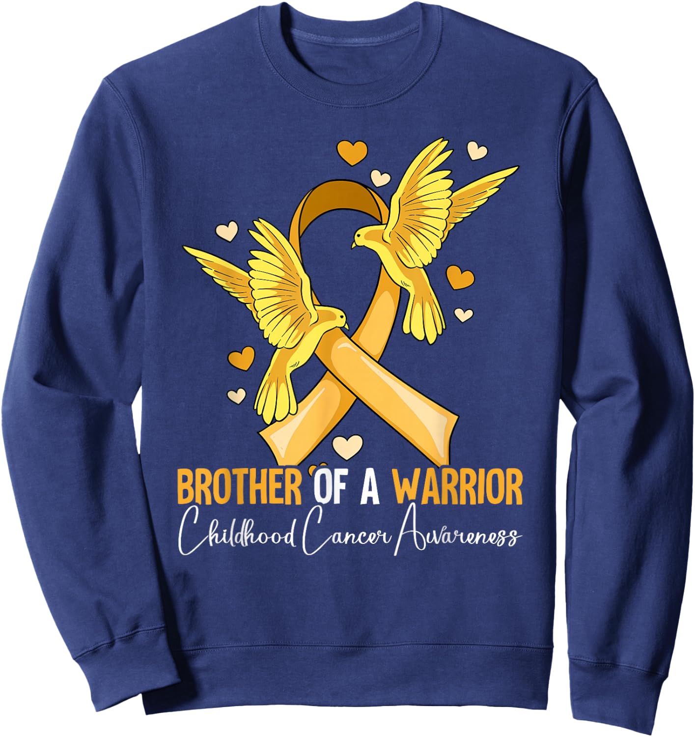 Brother Of A Warrior Childhood Cancer Awareness Sweatshirt - Sweatshirt | Navy