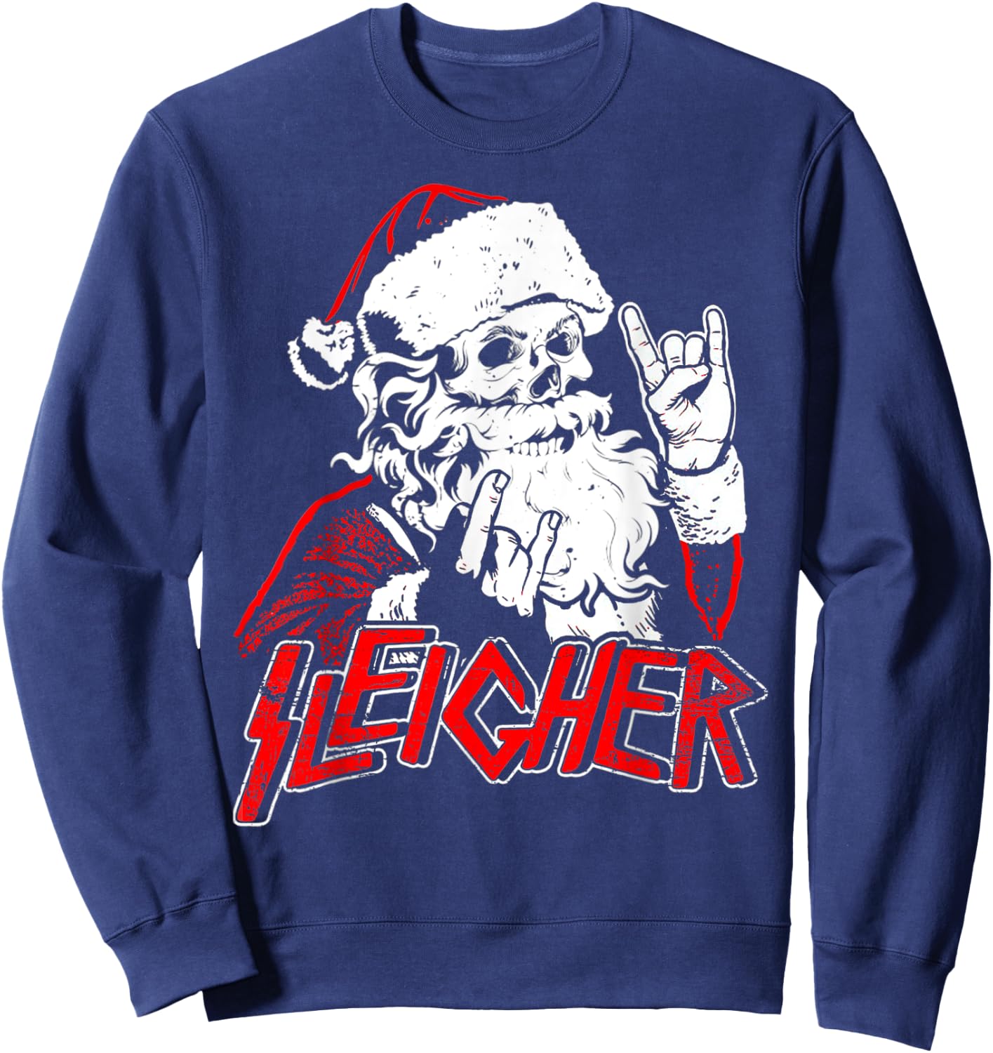 Hail Santa Claus Christmas Merry Krampus Xmas Skull Sleigher Sweatshirt - Sweatshirt | Navy
