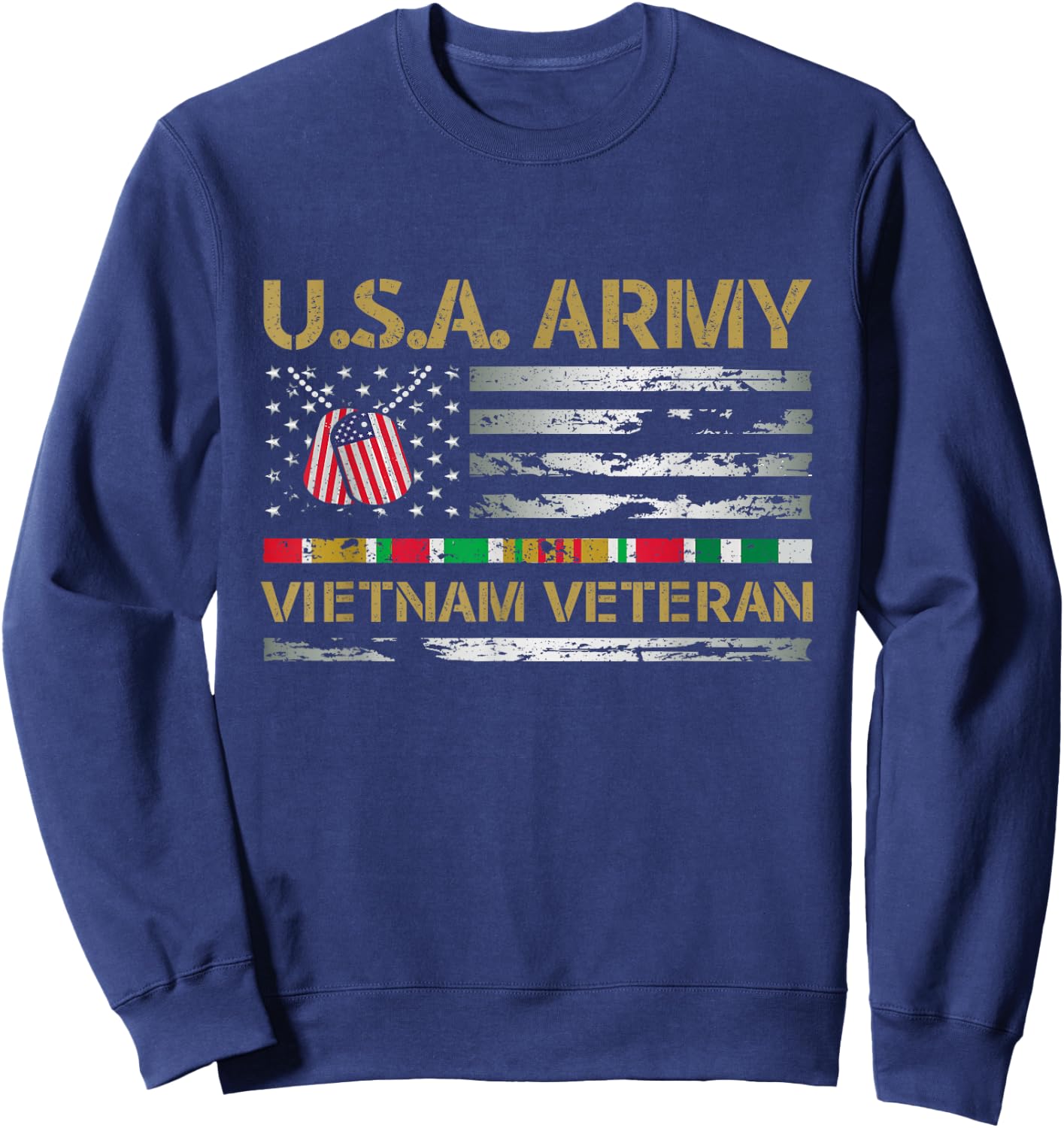 USA Army Vietnam Veteran USA Flag Veteran Vietnam Army Sweatshirt - Sweatshirt | Navy