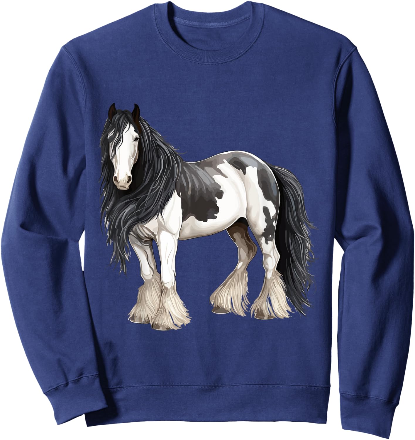 Black Gypsy Vanner Horse Lover Riding Equestrian Sweatshirt - Sweatshirt | Navy
