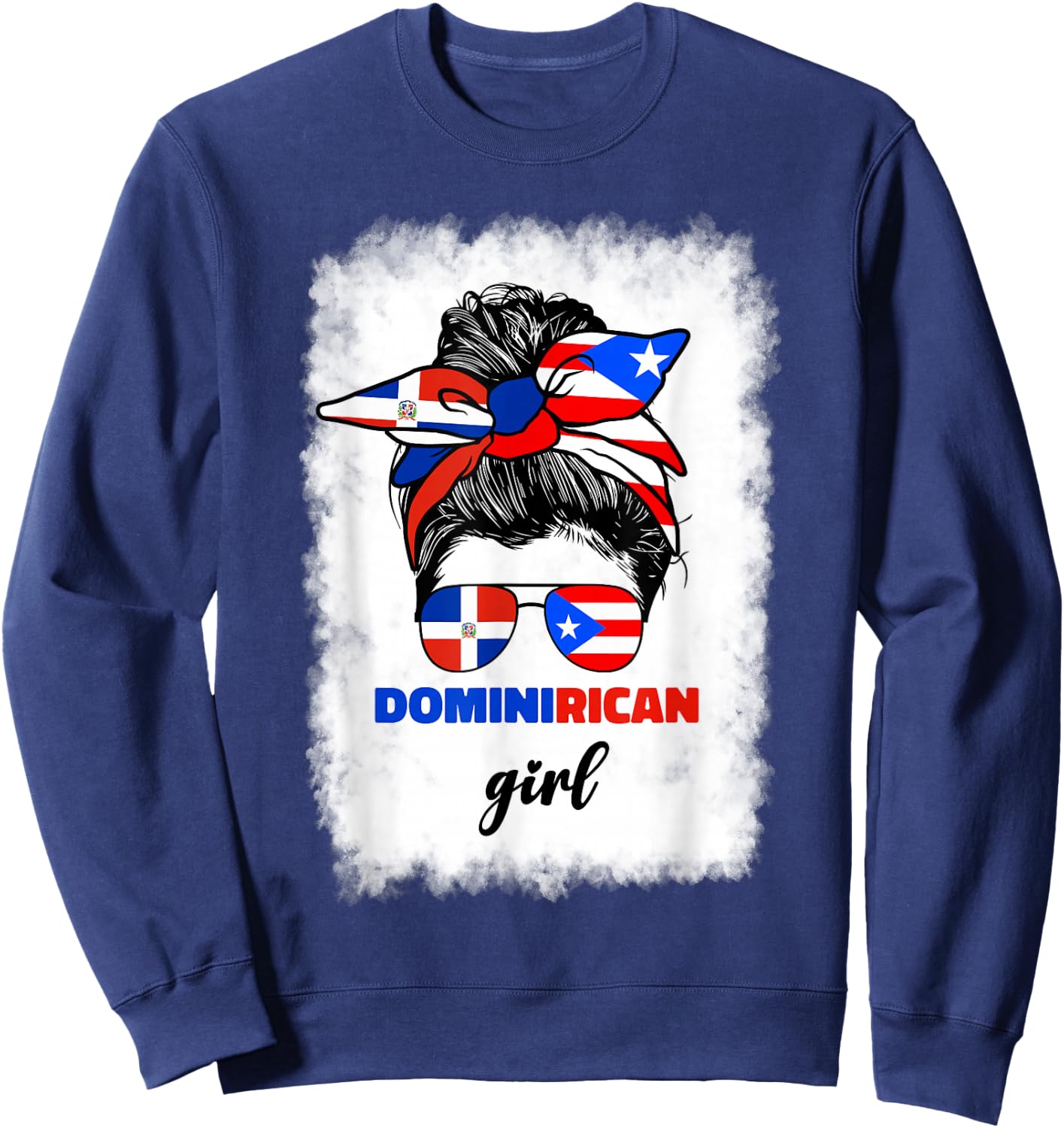 Half Dominican And Puerto Rican Rico Flag DominiRican Girl Sweatshirt - Sweatshirt | Navy