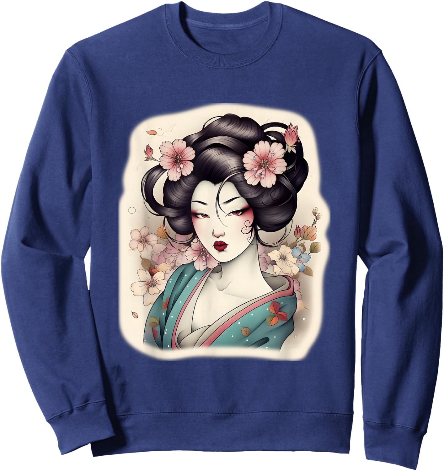Japanese Geisha Tattoo Design Women Sweatshirt - Sweatshirt | Navy