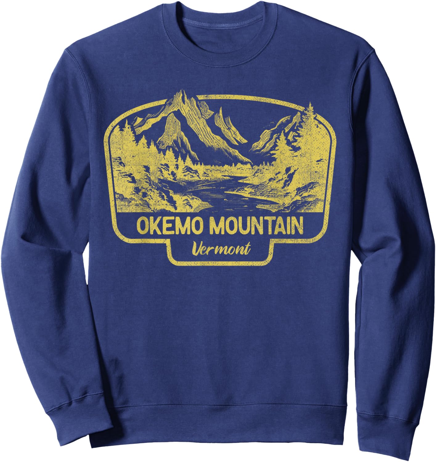 Okemo Mountain Mountains Vermont Hiking Outdoors Vintage Sweatshirt - Sweatshirt | Navy