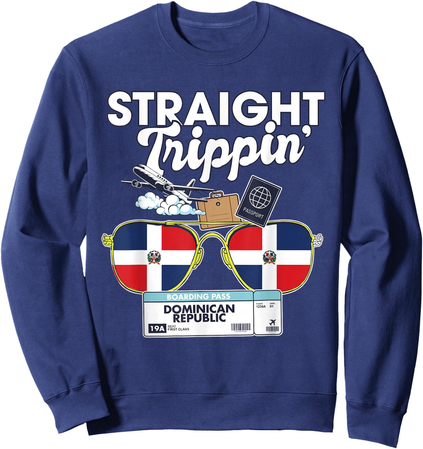 Straight Trippin' Dominican Republic Vacation Tour Travel Sweatshirt - Sweatshirt | Navy