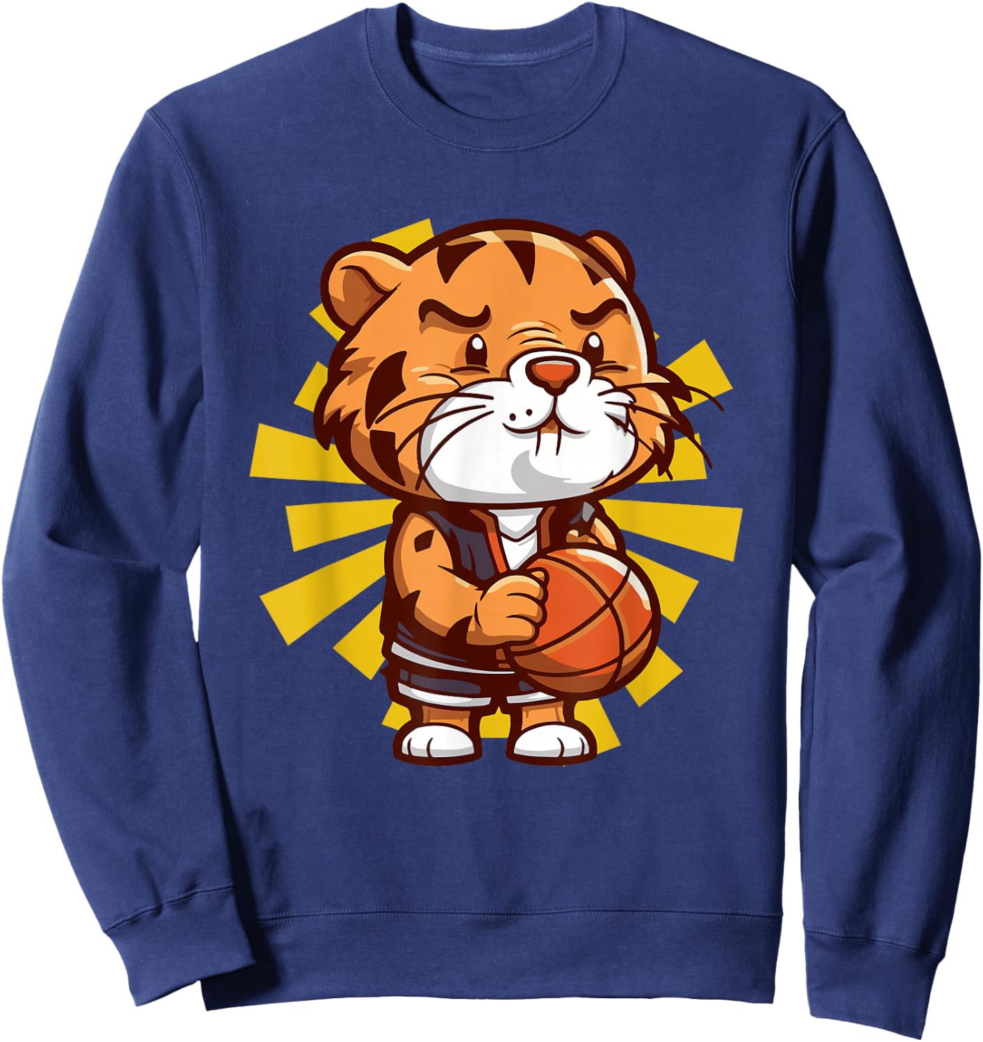 Tiger Basketball Player Ball Sports Jungle Animal Sweatshirt - Sweatshirt | Navy