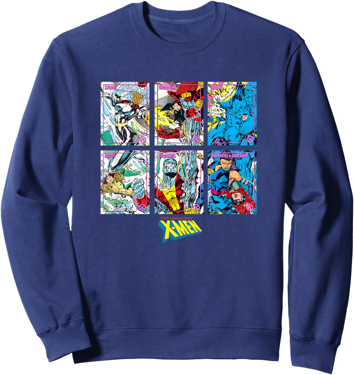 Marvel X-Men Classic Characters Collection Cards Panels Sweatshirt - Sweatshirt | Navy
