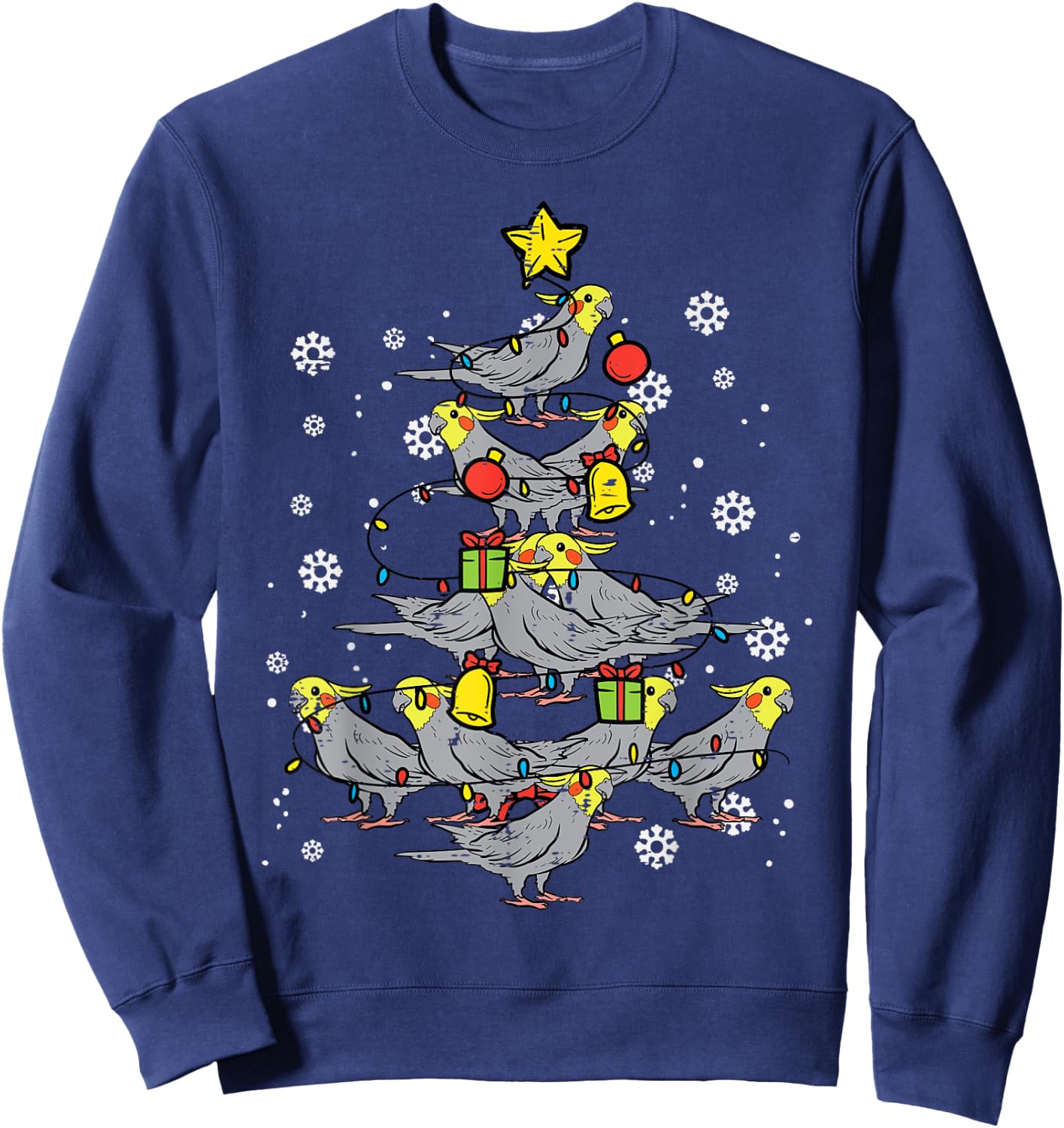 Cockatiel Christmas Tree Bird Cute Xmas Animal Men Women Sweatshirt - Sweatshirt | Navy