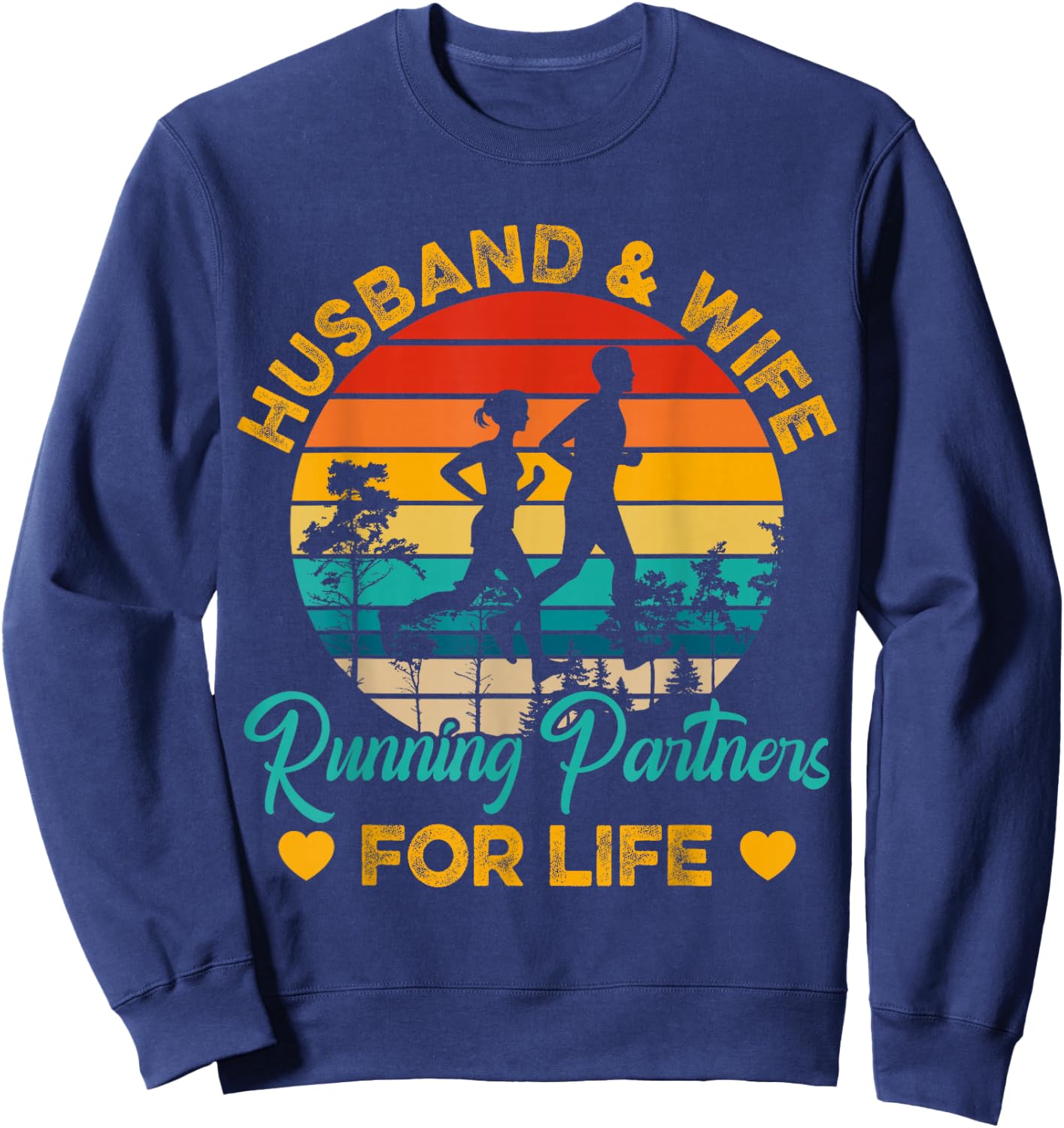 Husband And Wife Running Partners For Life Sweatshirt - Sweatshirt | Navy