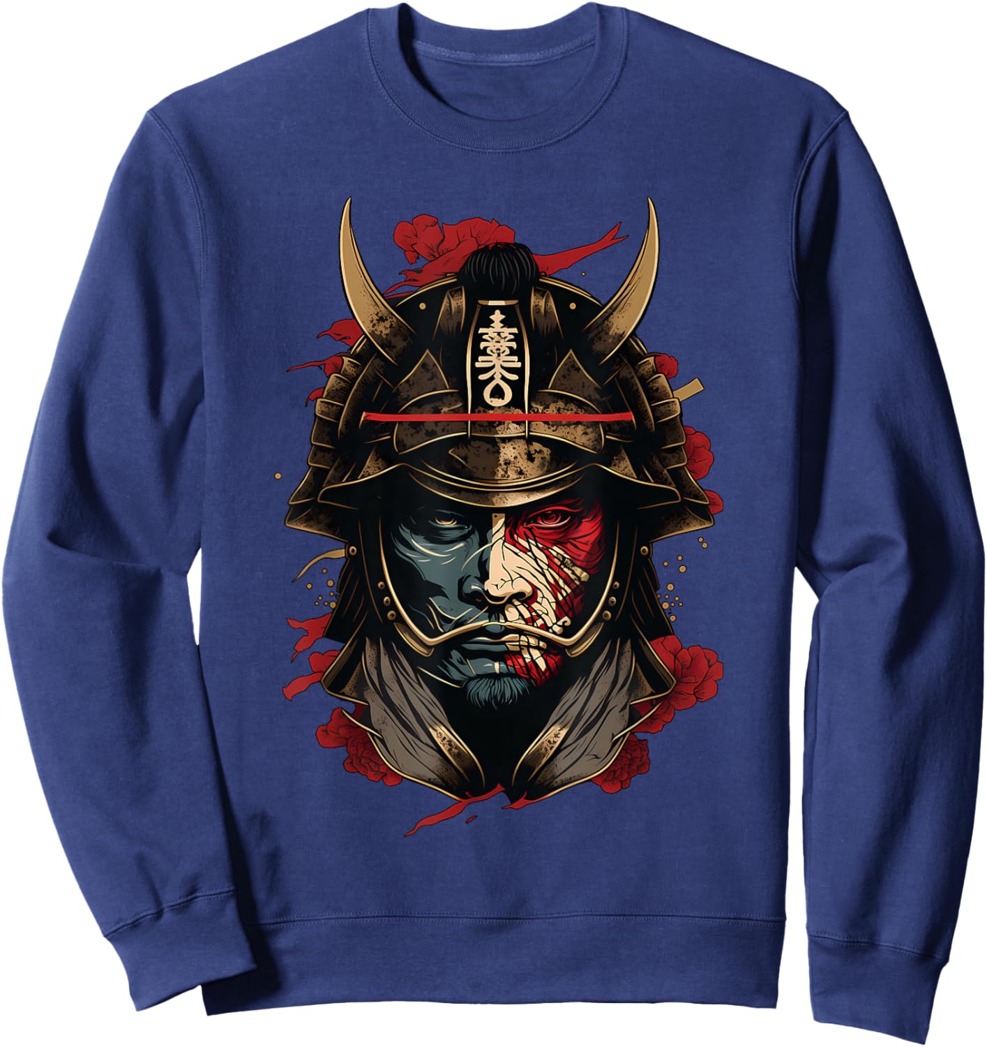 Samurai Mask Traditional Japanese Warrior Sword Retro Tattoo Sweatshirt - Sweatshirt | Navy