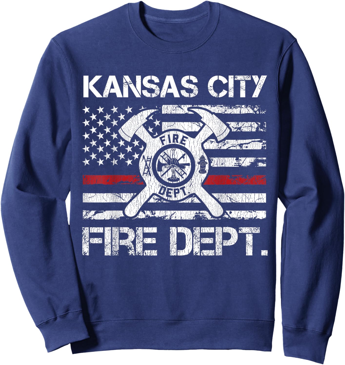 Kansas City Missouri Fire Department Thin Red Line Fireman Sweatshirt - Sweatshirt | Navy