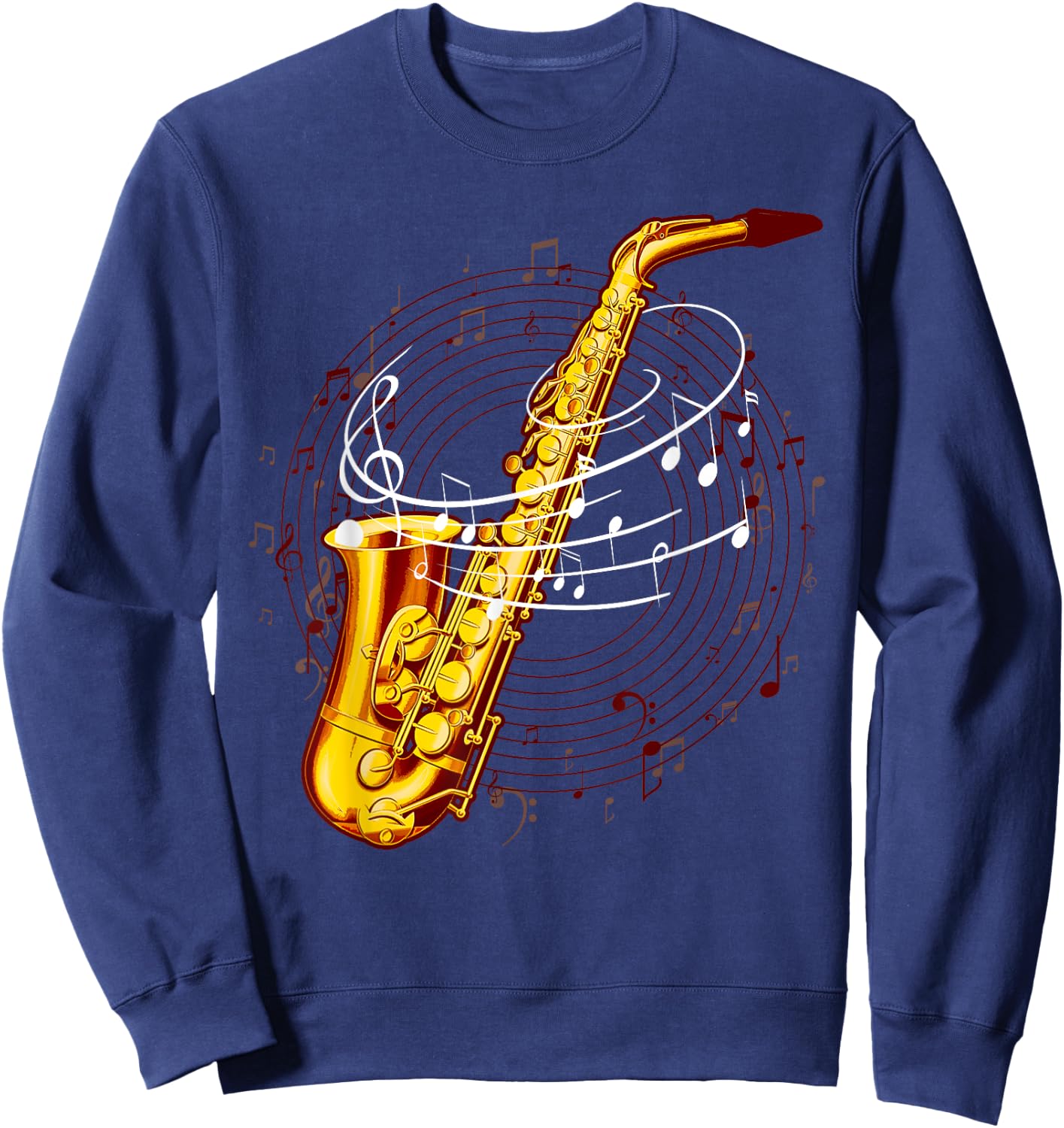 Cool Saxophone Women Jazz Music Notes Musician Sax Sweatshirt - Sweatshirt | Navy