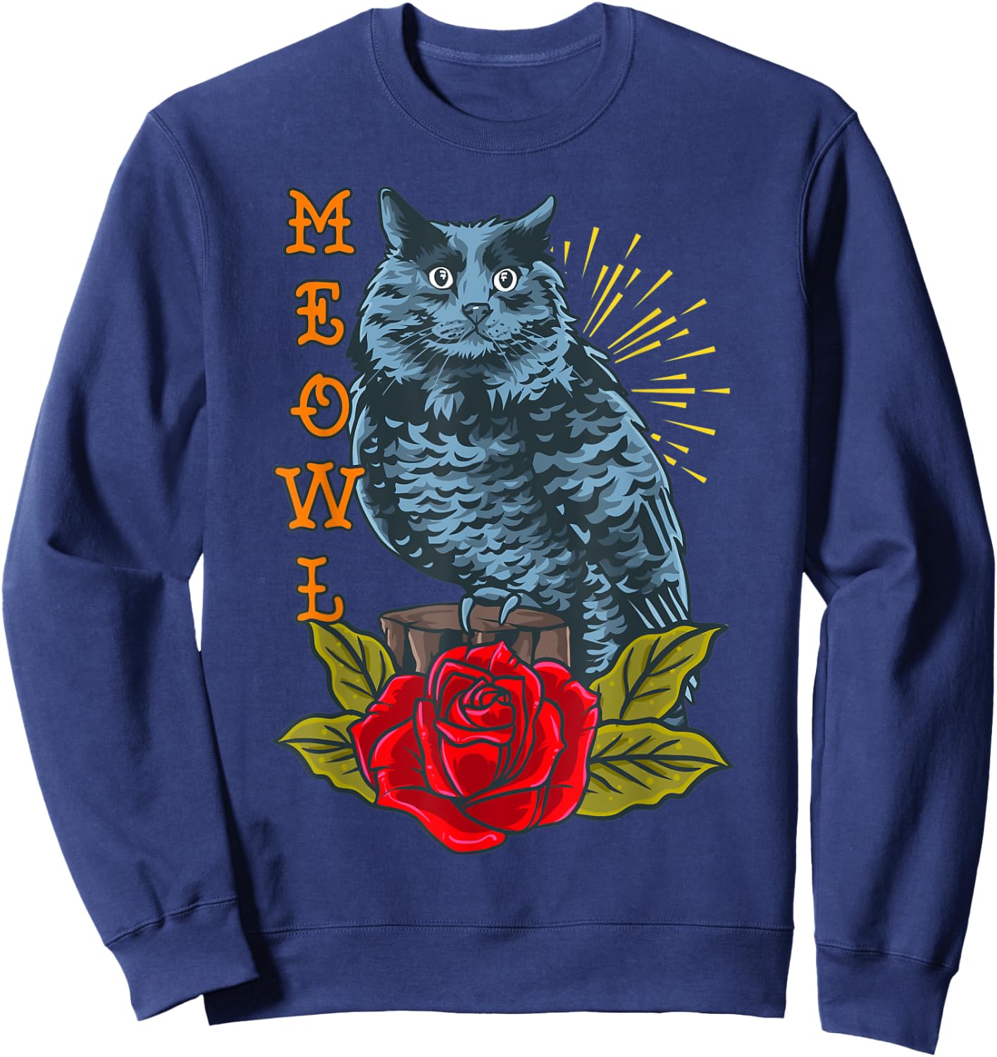 Meowl Cat And Owl Women Kids Sweatshirt - Sweatshirt | Navy