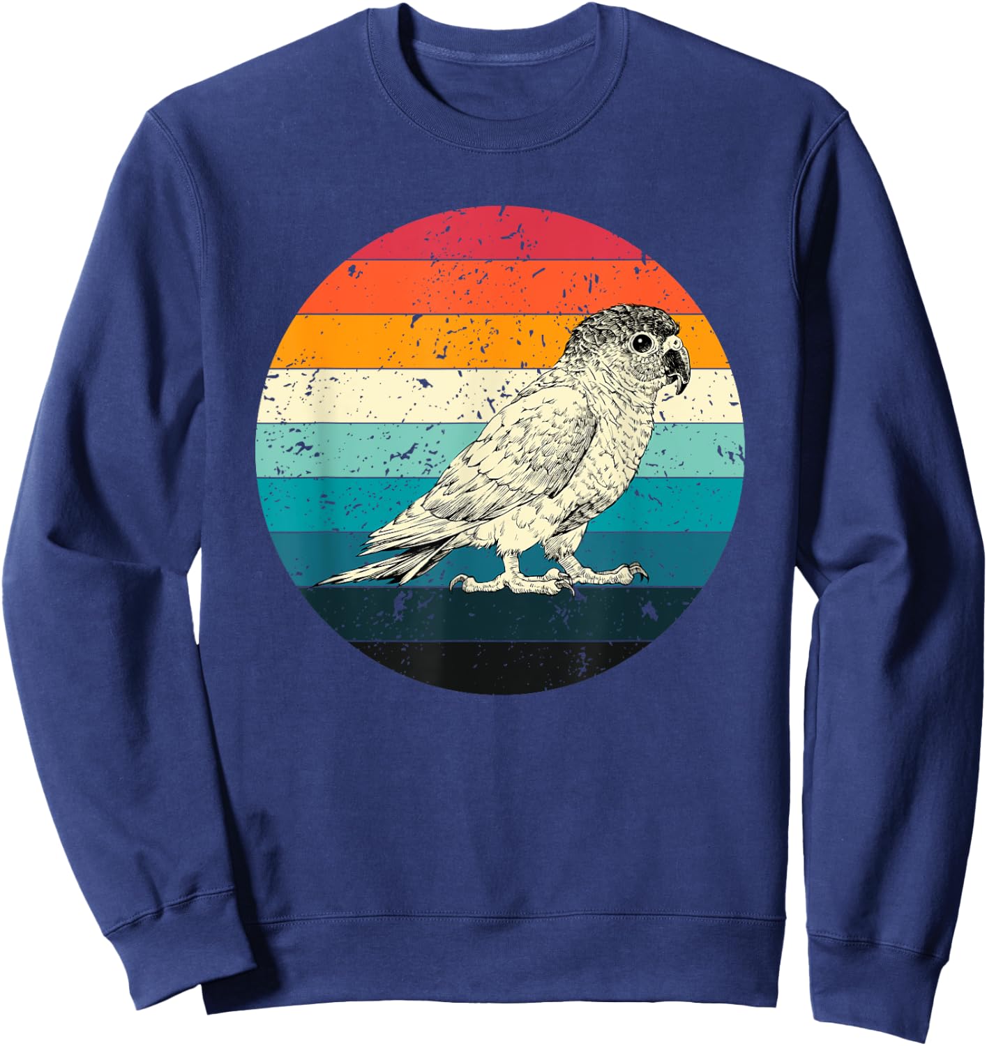 Retro Vintage Green Cheek Conure with Sunglasses Bird Lover Sweatshirt - Sweatshirt | Navy