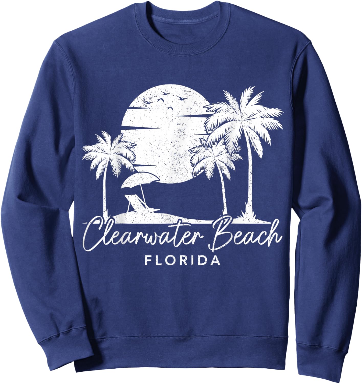 Clearwater Beach Florida FL Vintage Sunset Surfer Vacation Sweatshirt - Sweatshirt | Navy