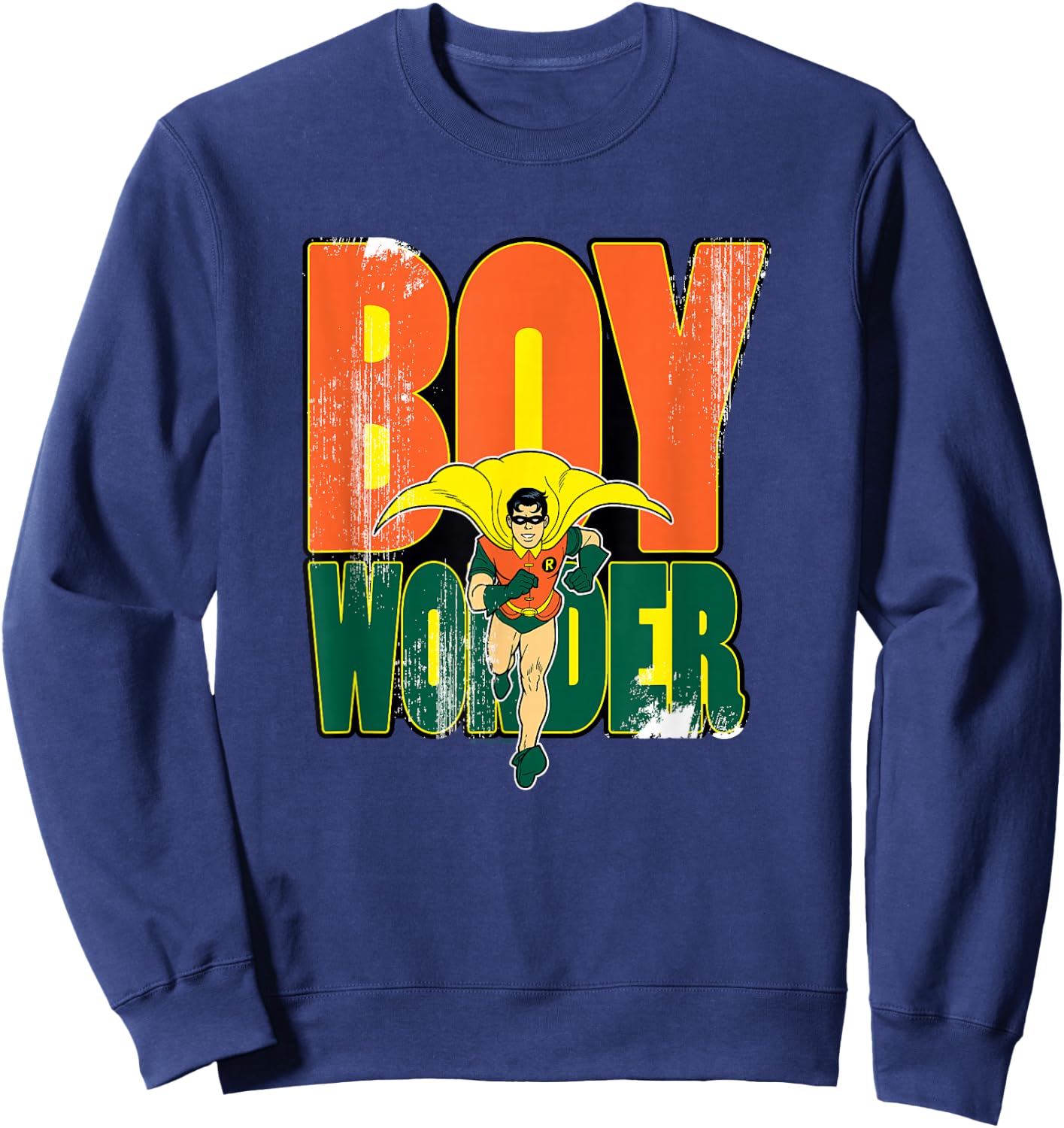 Batman Vintage Classic Boy Wonder Robin Distressed Superhero Sweatshirt - Sweatshirt | Navy