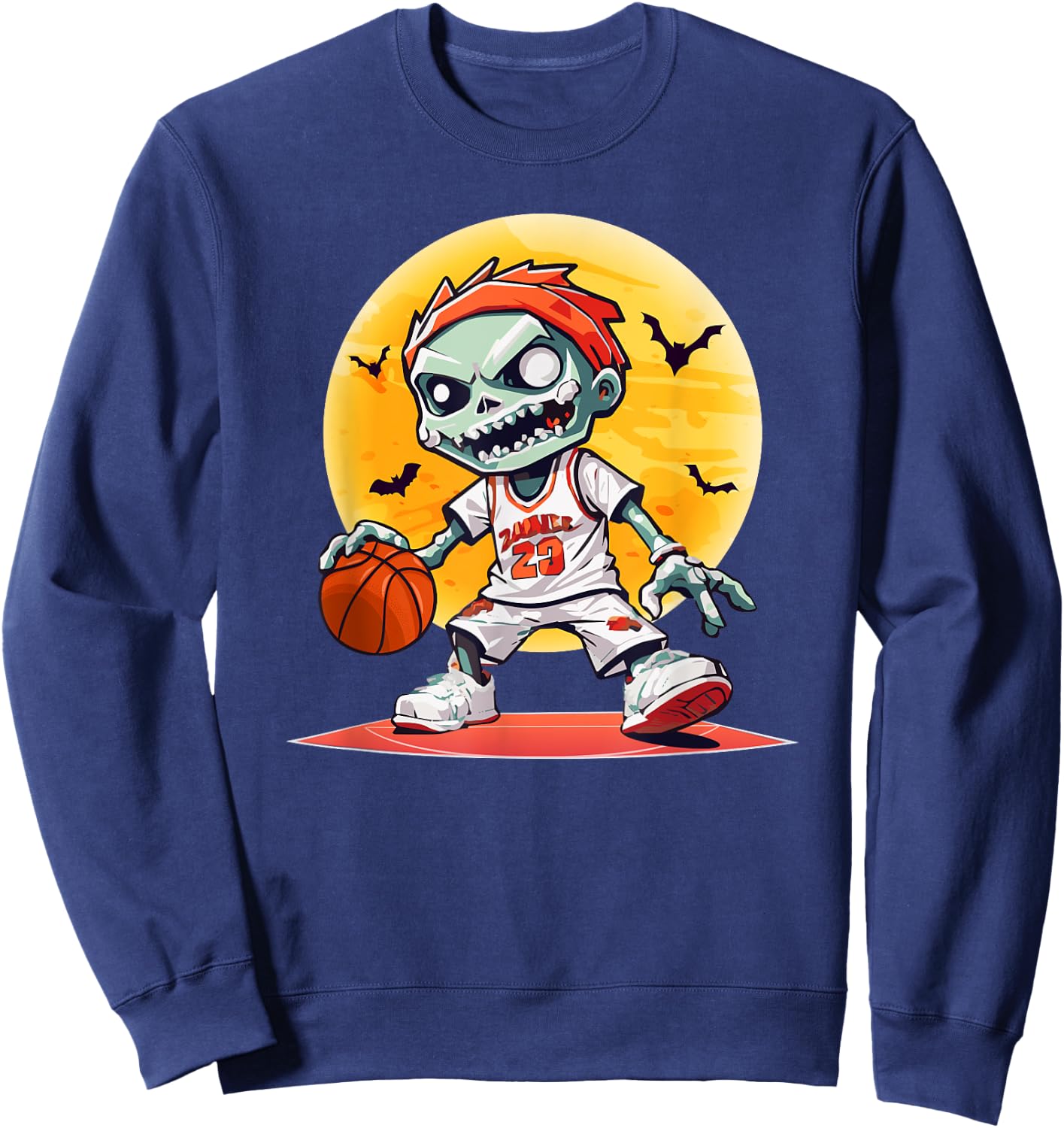 Basketball Zombie Scary Halloween Basketball Sweatshirt - Sweatshirt | Navy