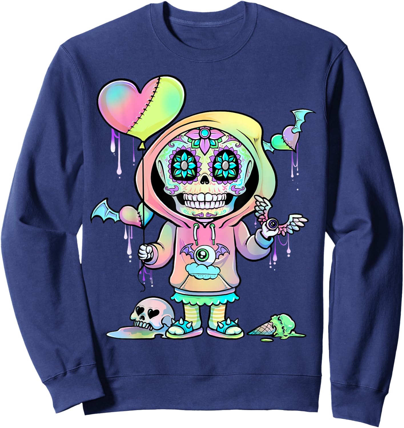 Pastel Goth Menhera Nu Goth Kawaii Sweatshirt - Sweatshirt | Navy